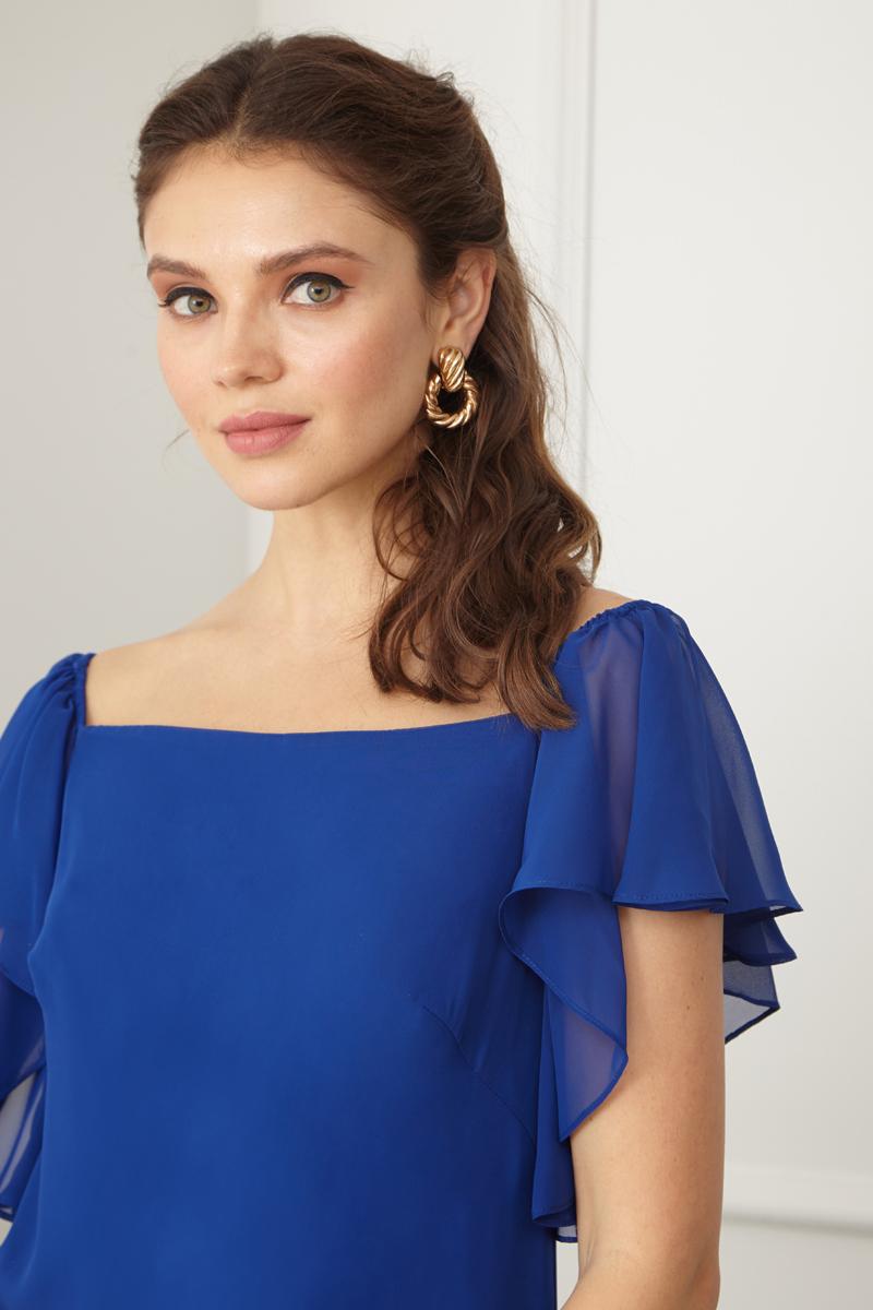 Blue sifon short sleeve mini dress