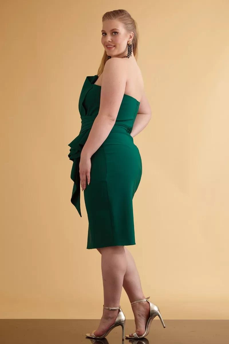 Green Plus Size Crepe Strapless Mini Dress