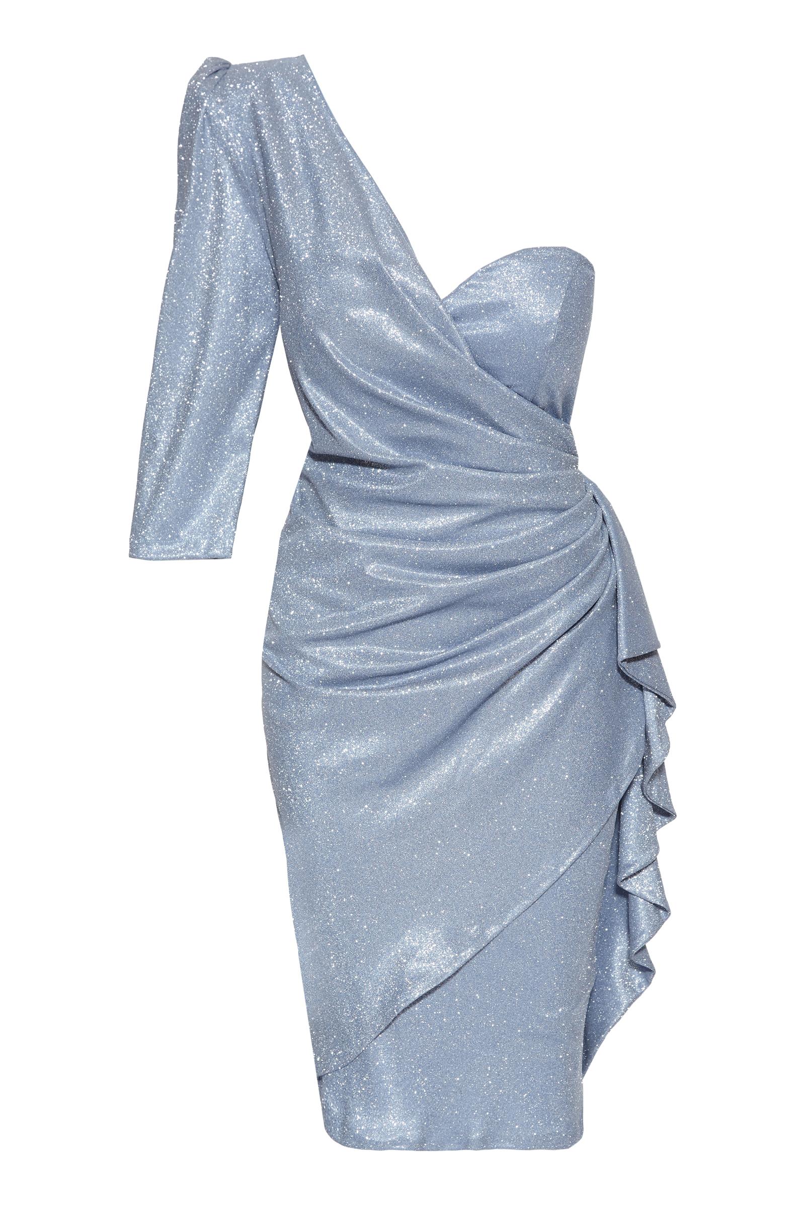 Blue Plus Size Glare One Arm Mini Dress