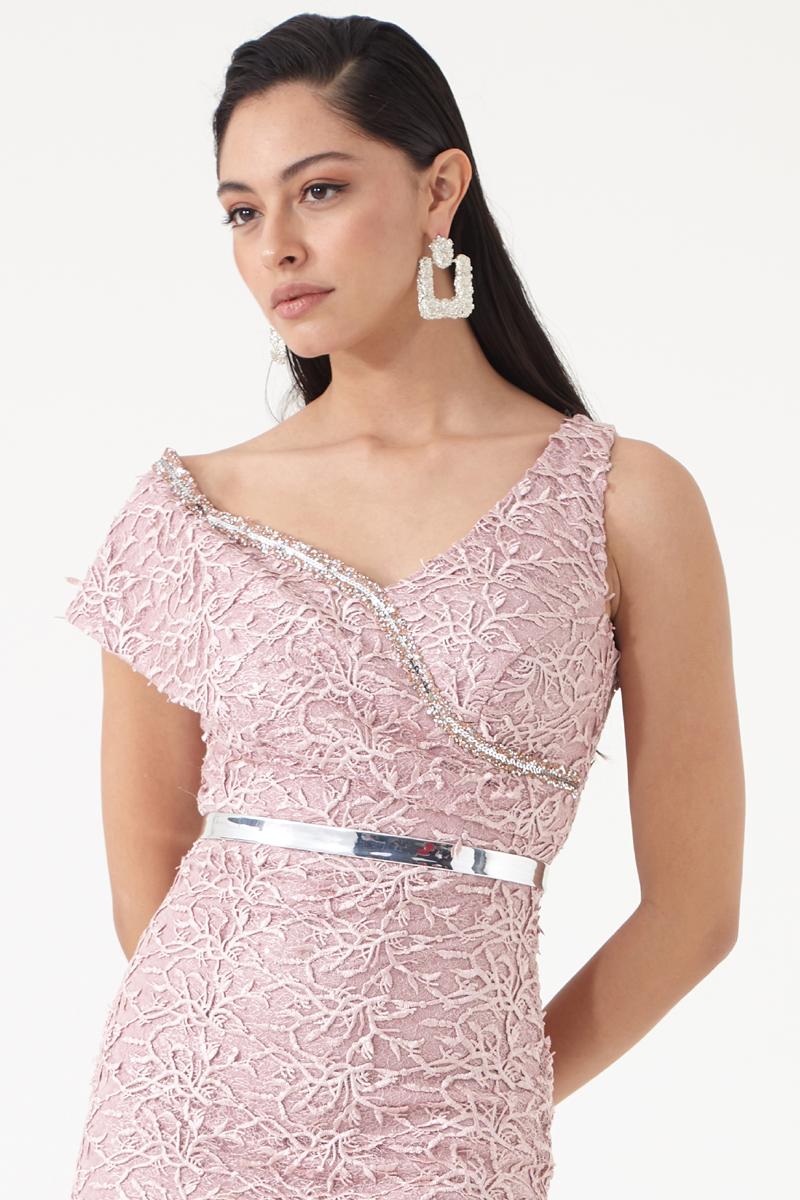 Blush lace sleeveless maxi dress