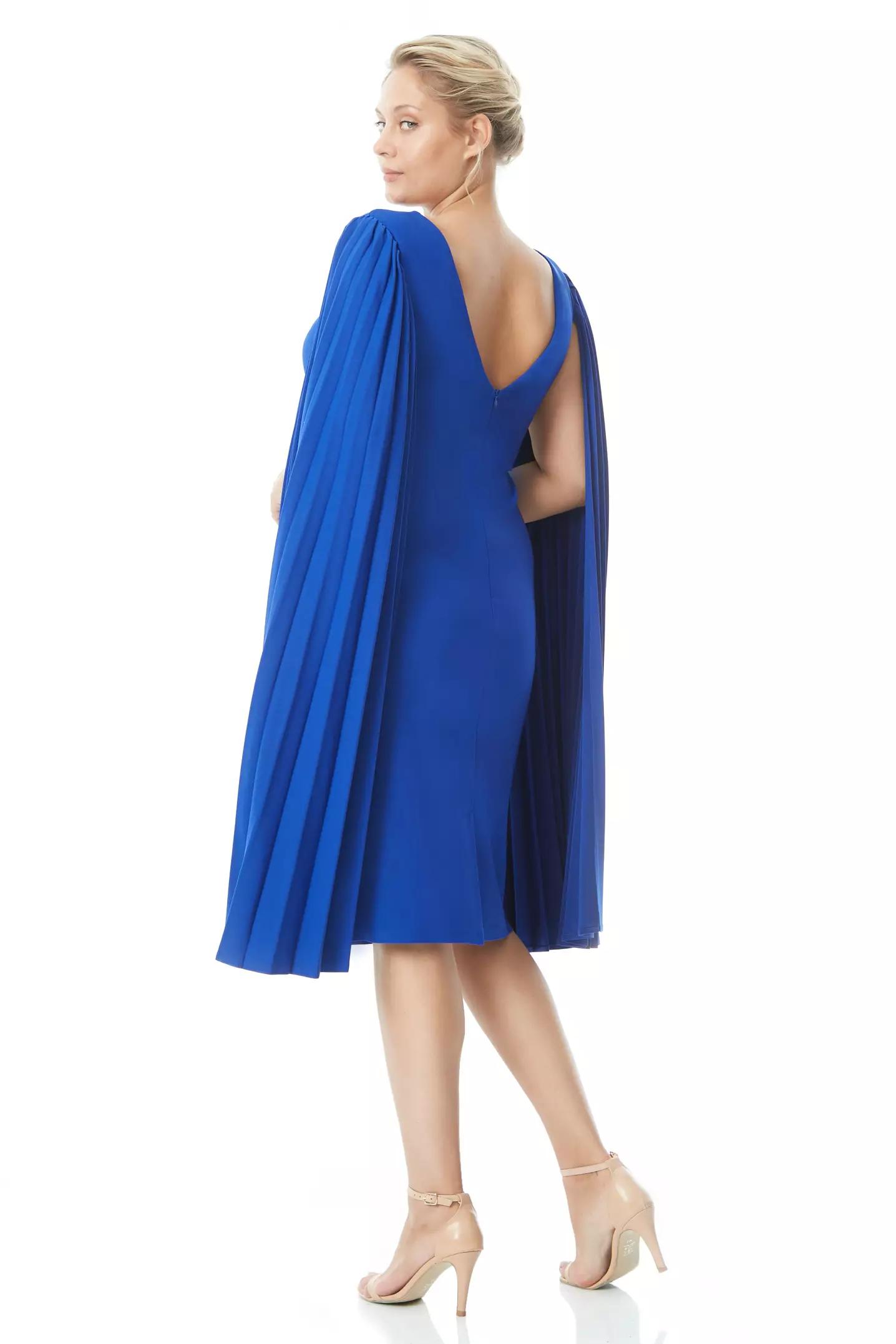 Blue plus size crepe long sleeve maxi dress