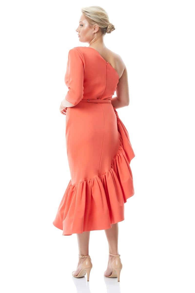 Orange Plus Size Crepe Midi Dress
