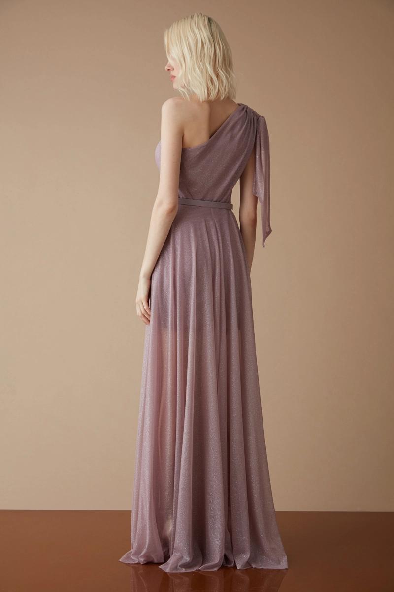 Lilac tulle one arm maxi dress