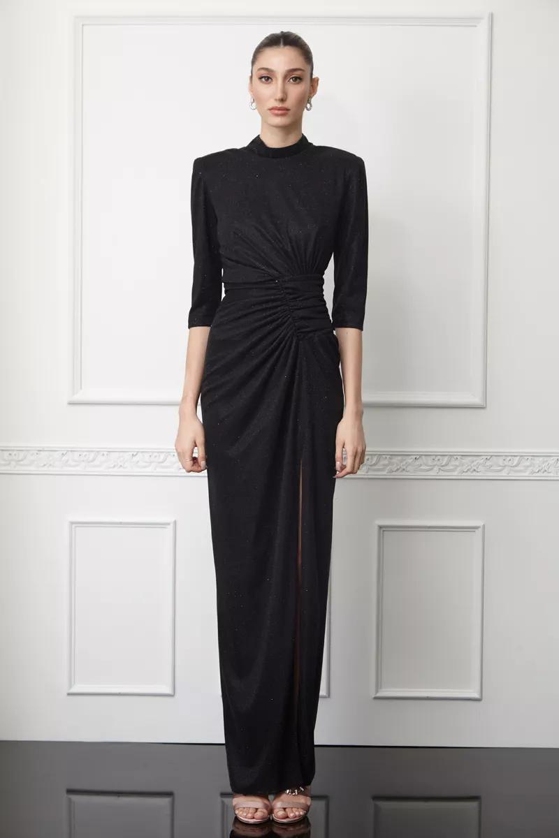 Black glare long sleeve mini dress