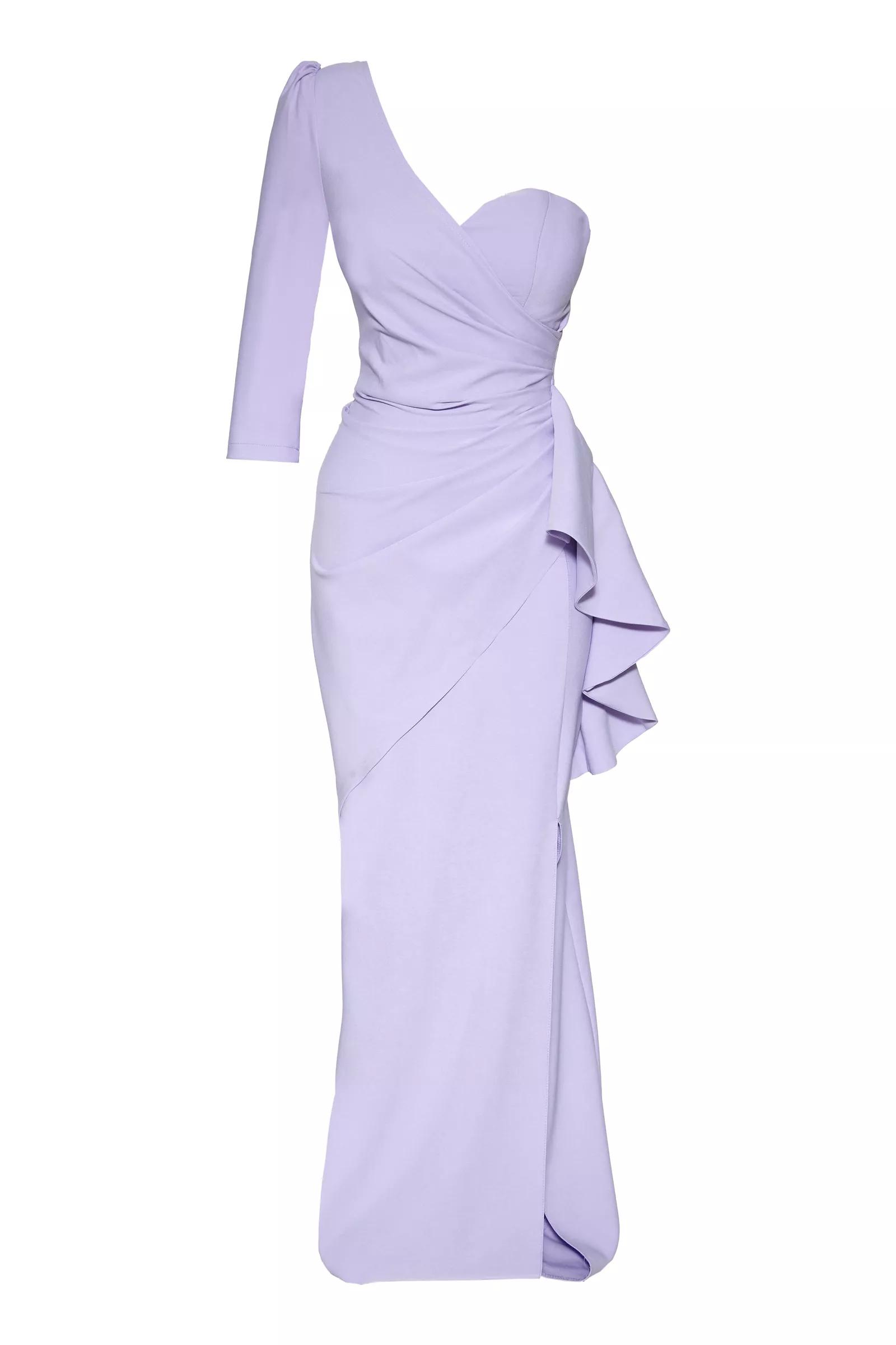 Lilac Crepe One Arm Maxi Dress