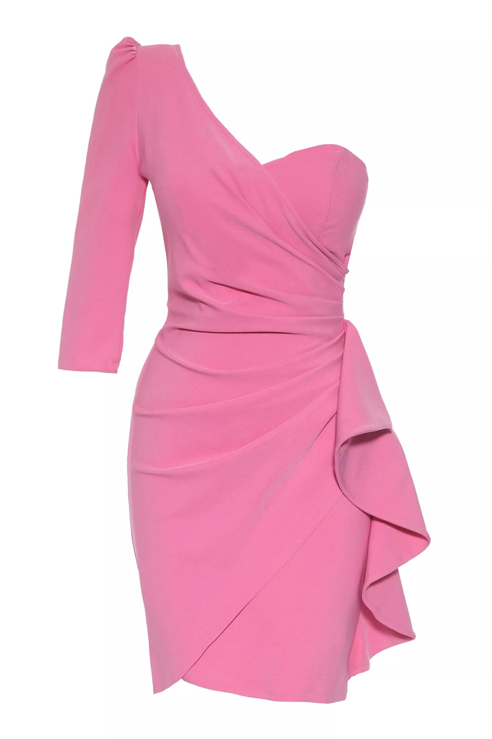 Pink crepe one arm mini dress