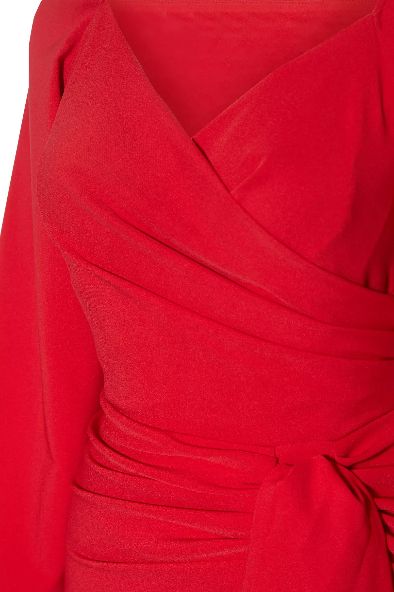 Red crepe long sleeve mini dress