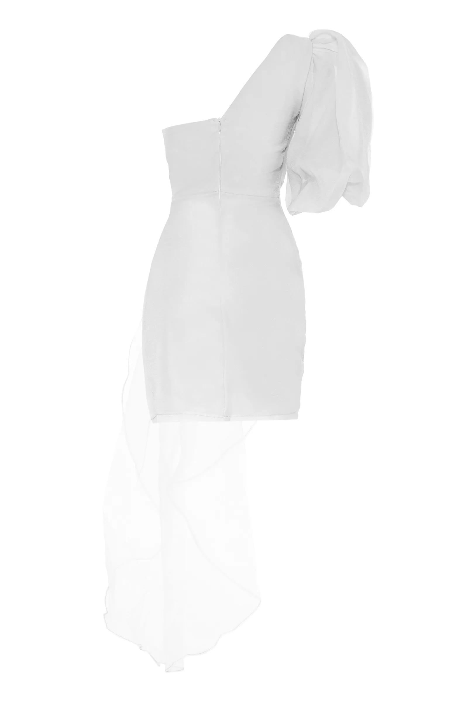 White tulle one arm mini dress