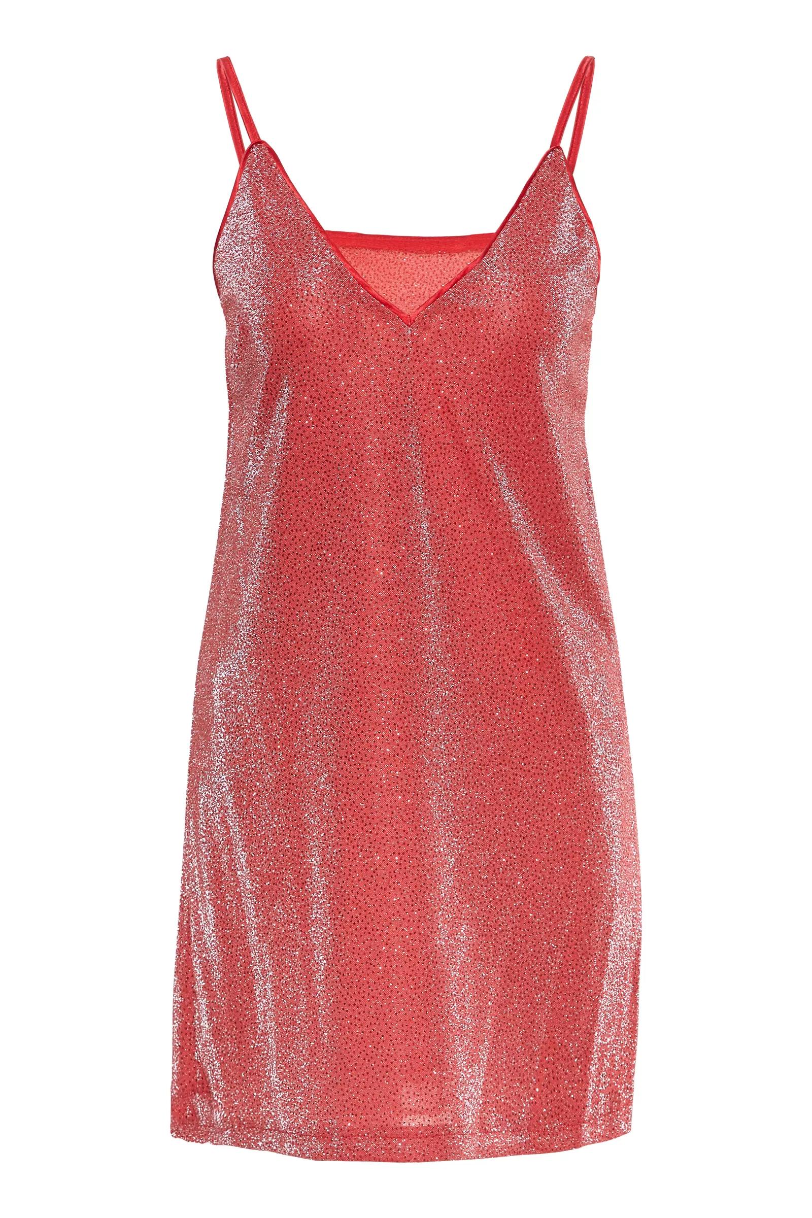 Red sequin sleeveless mini dress