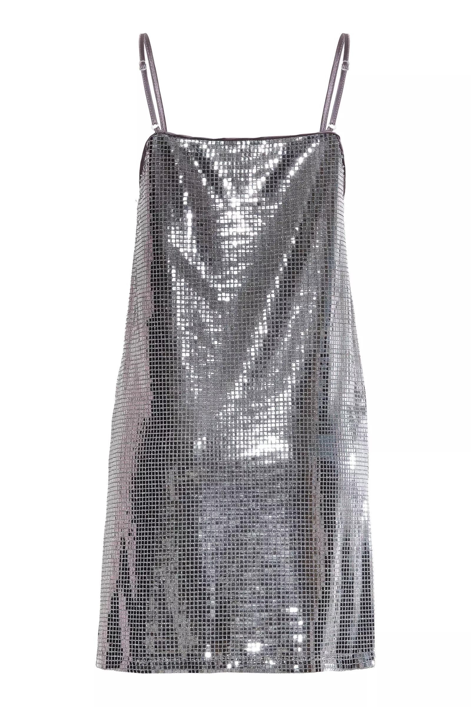 Gray Sequined Sleeveless Mini Dress