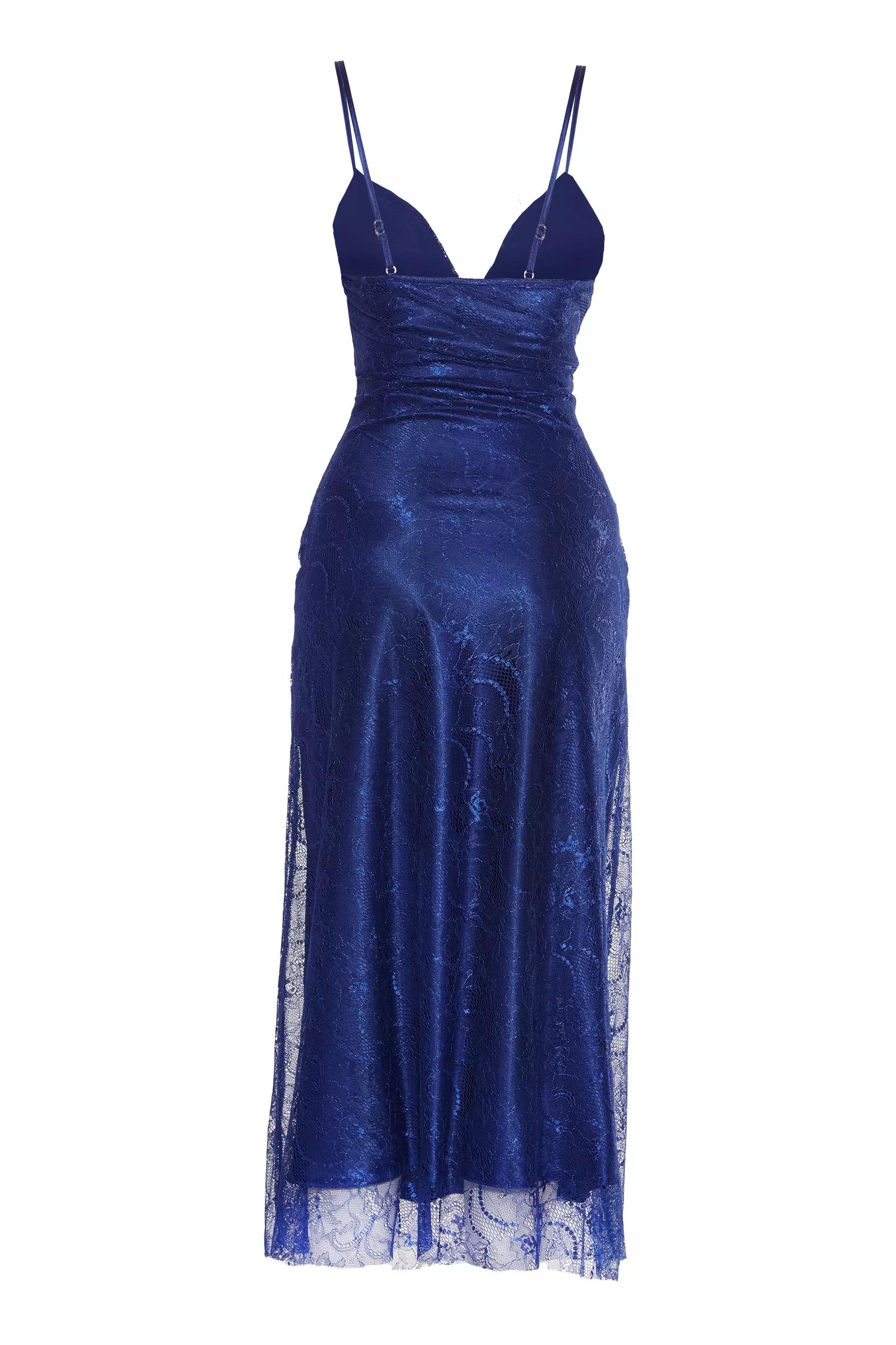 Saxon Blue Lace Sleeveless Mini Dress