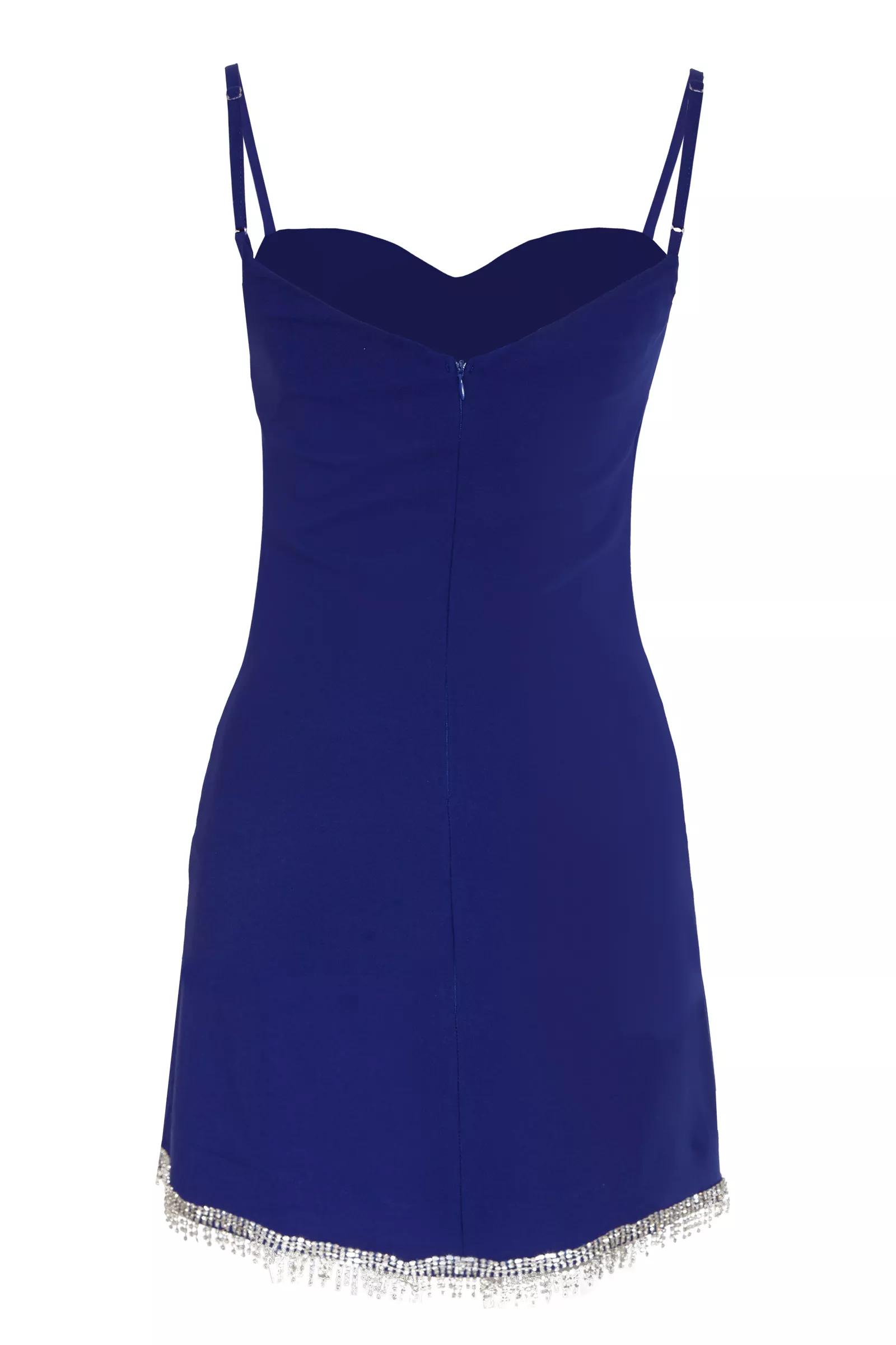 Blue Plus Size Crepe Sleeveless Mini Dress