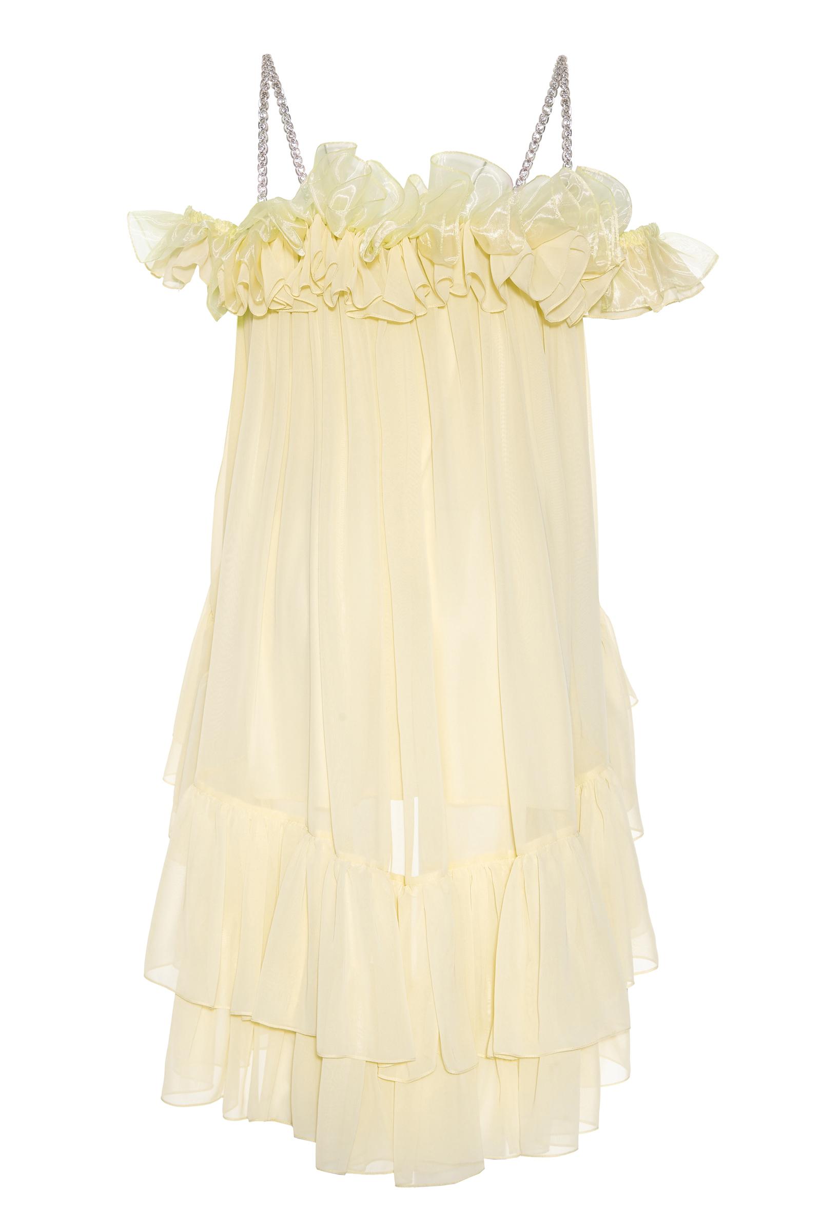 Yellow sifon sleeveless mini dress