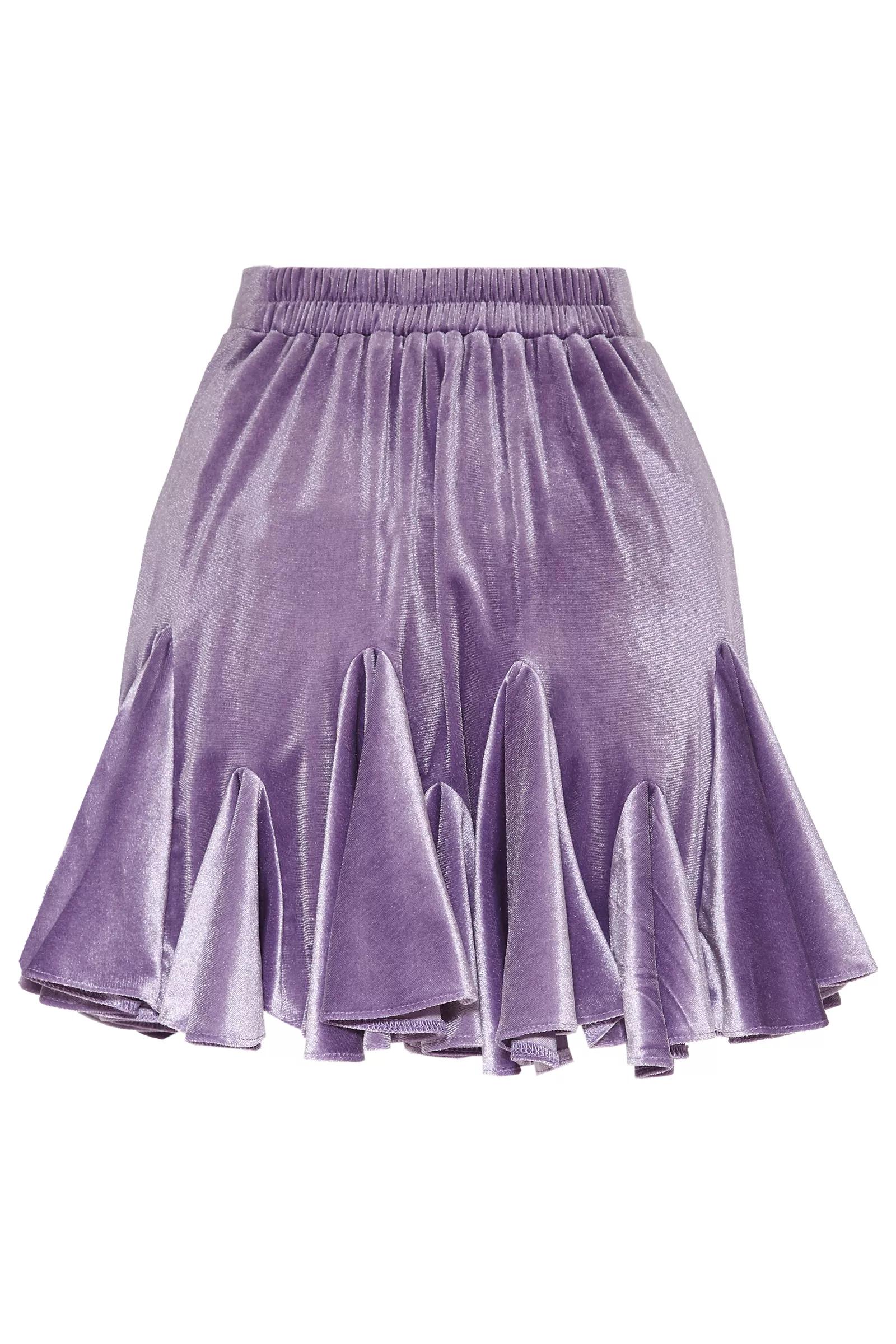 Lilac velvet mini skirt