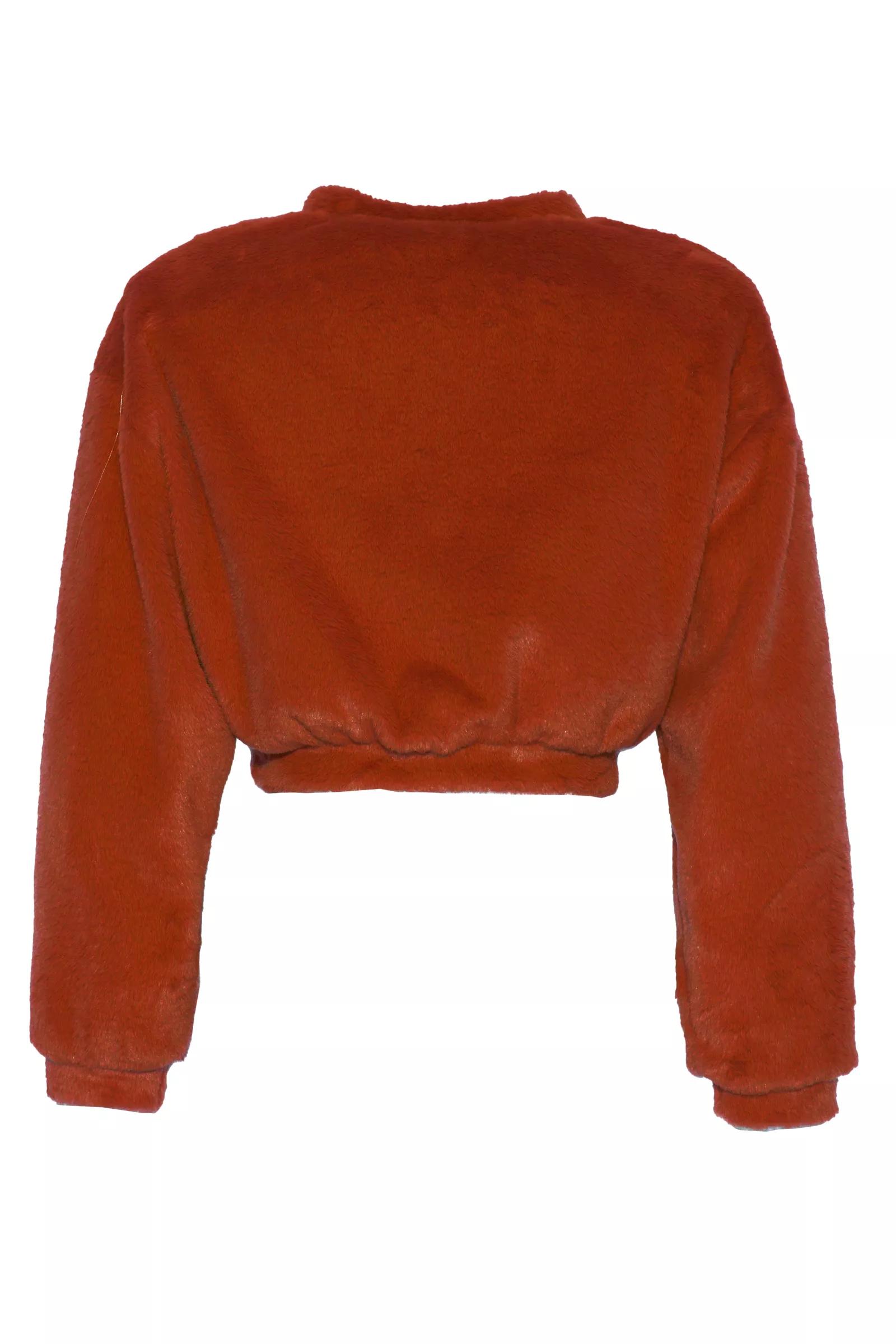 Orange Faux Fur Long Sleeve Sweatshirt