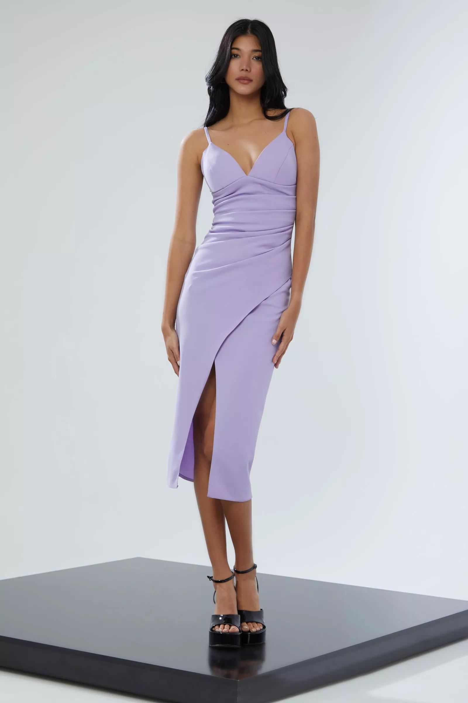 Lilac crepe sleeveless maxi dress