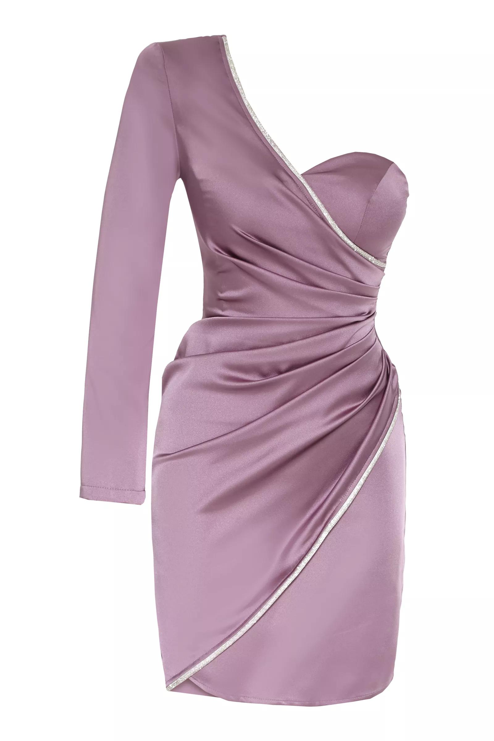 Lilac Satin One Arm Mini Dress