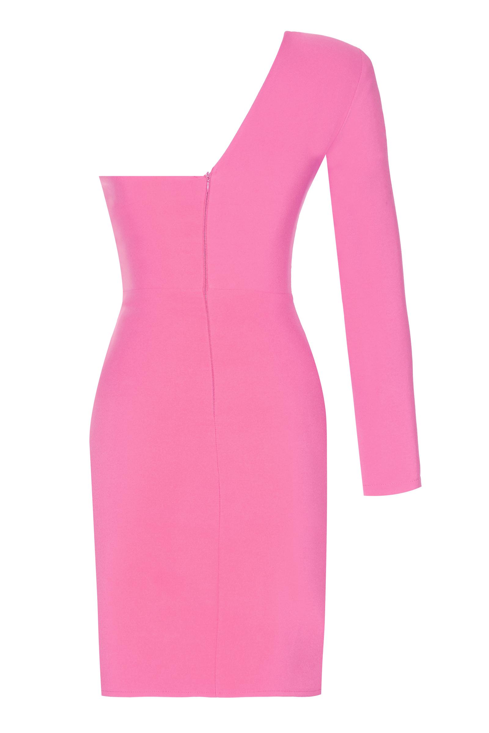 Pink Crepe One Arm Mini Dress