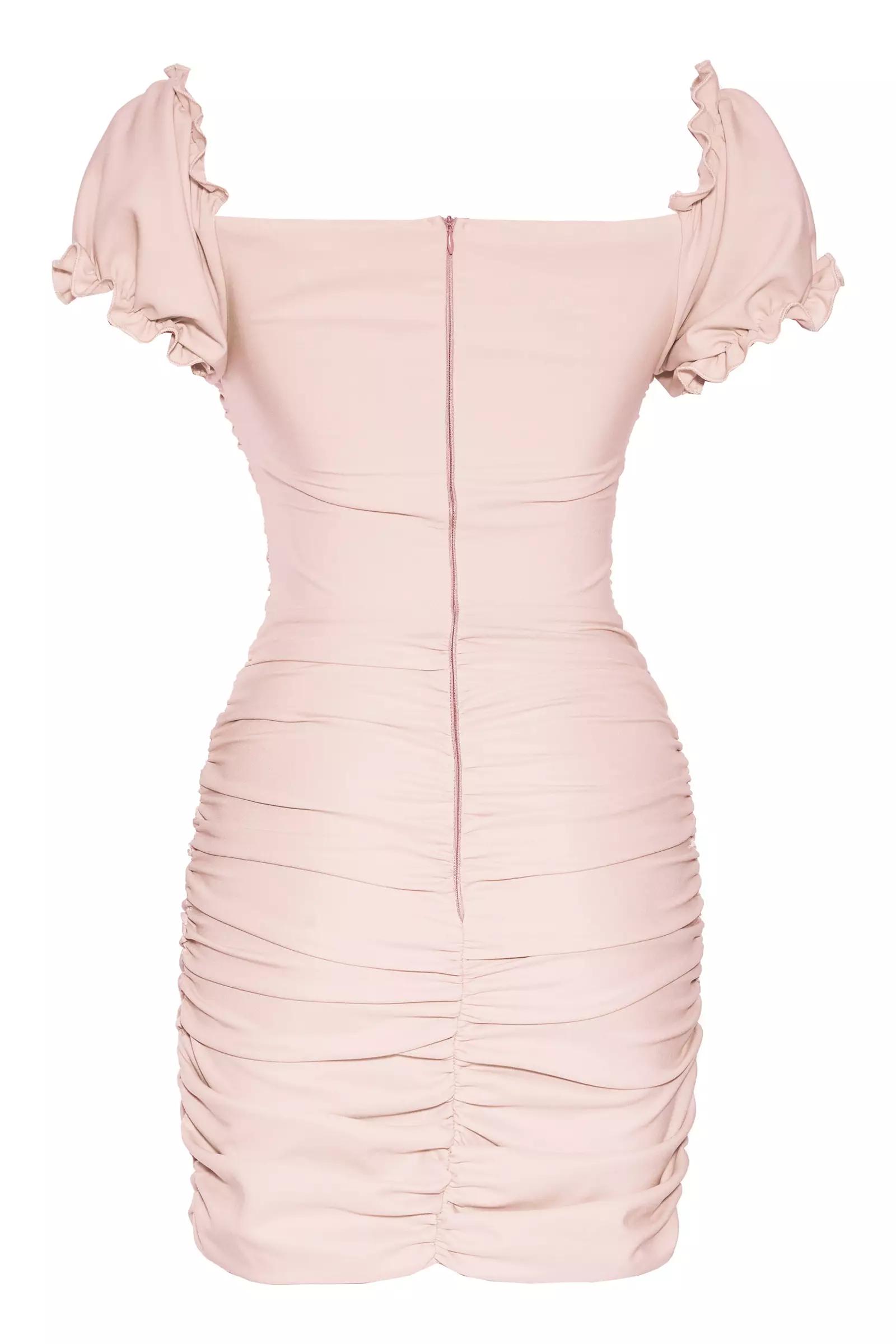 Blush crepe sleeveless mini dress