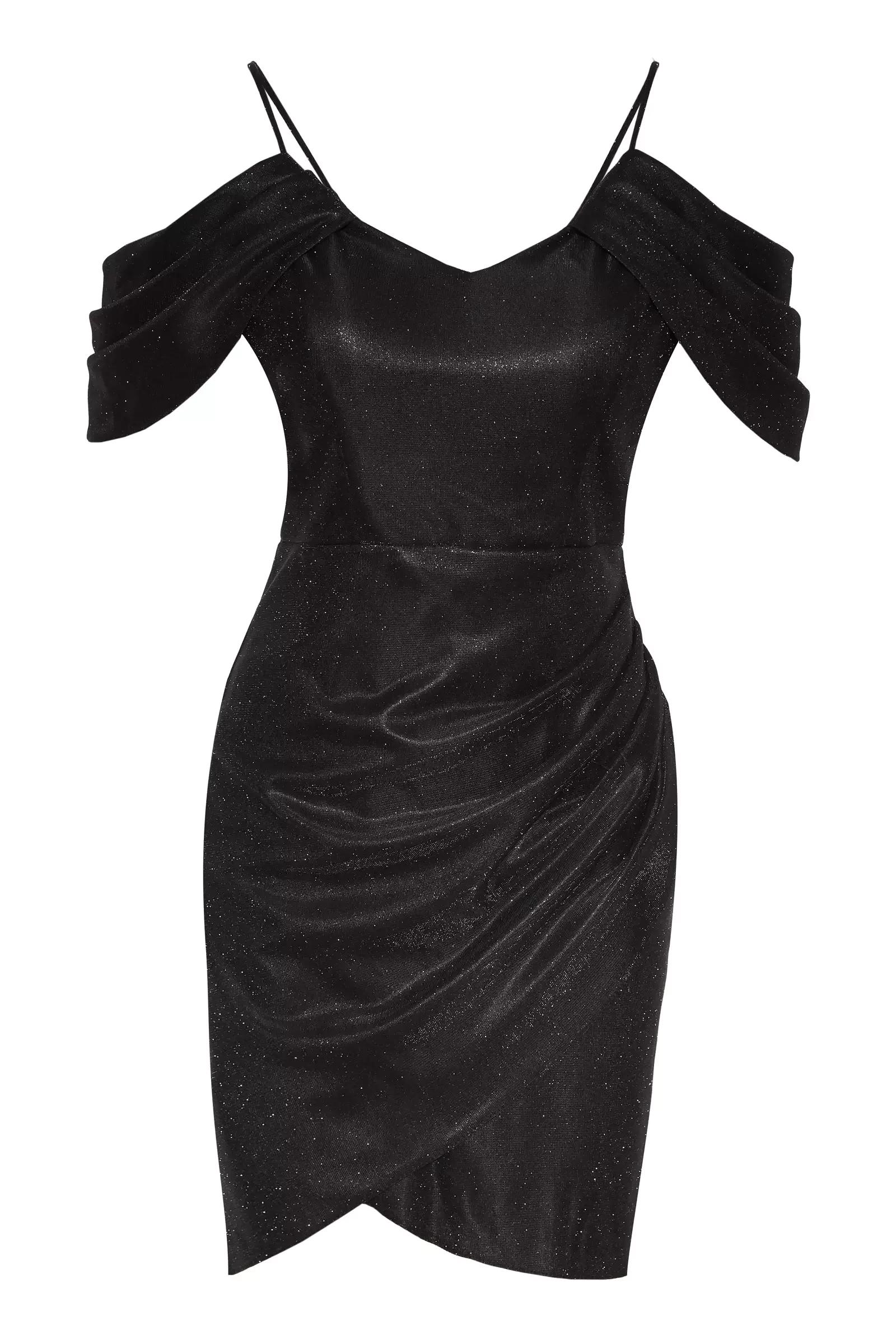 Black glare sleeveless mini dress