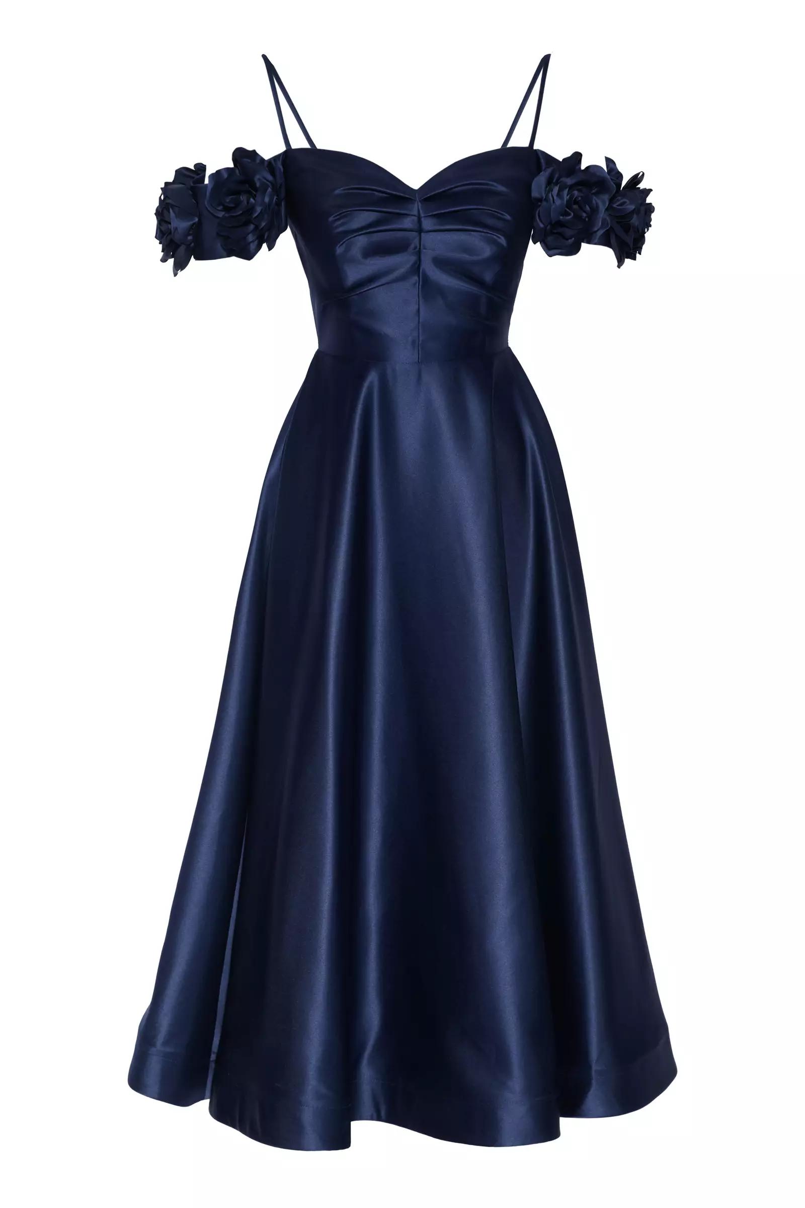 Navy Blue Plus Size Satin Sleeveless Maxi Dress