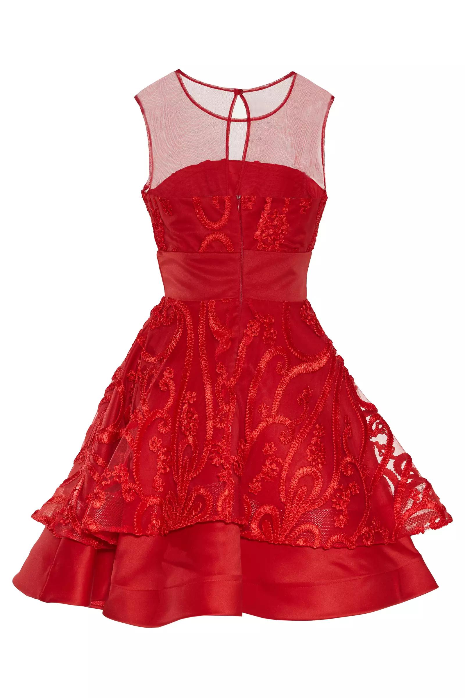 Red Lace Sleeveless Mini Dress