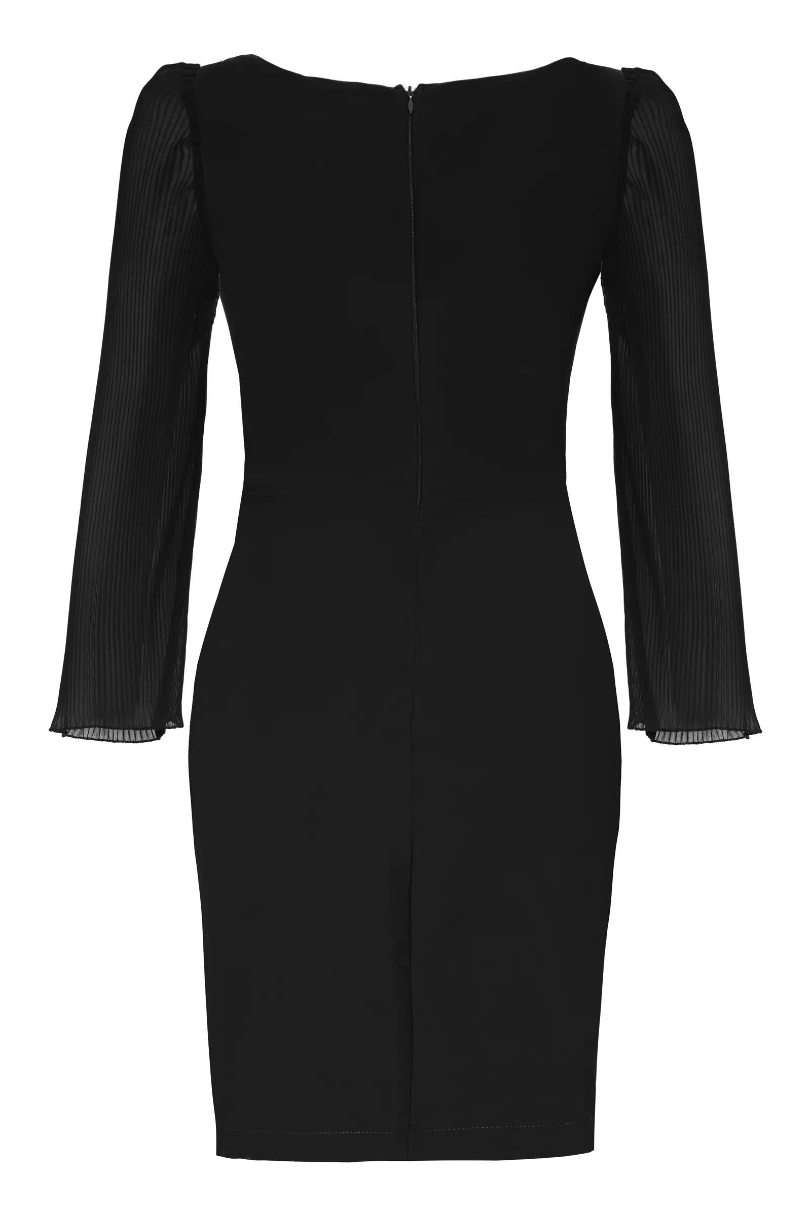 Black crepe long sleeve mini dress