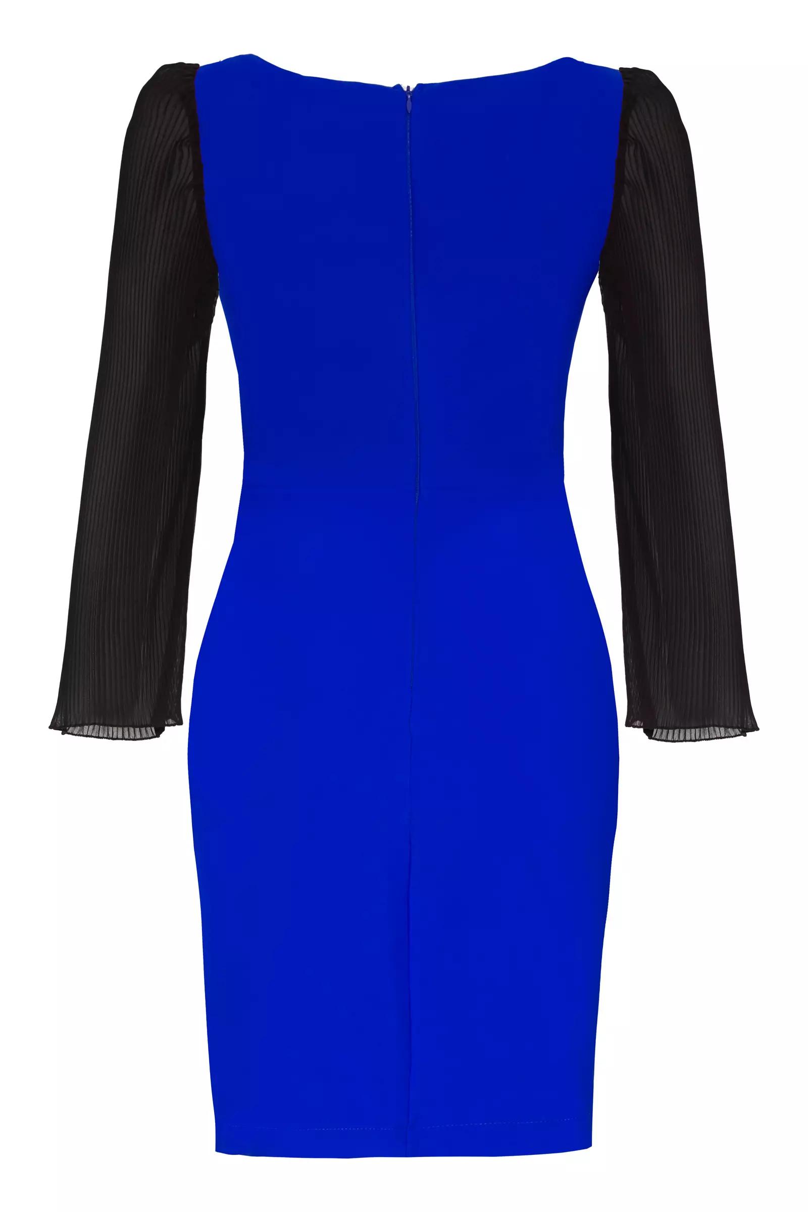 Blue crepe long sleeve mini dress