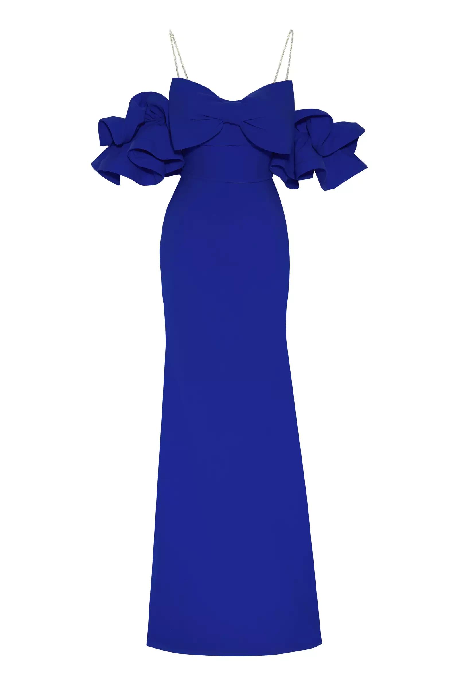 Navy blue plus size crepe sleeveless maxi dress