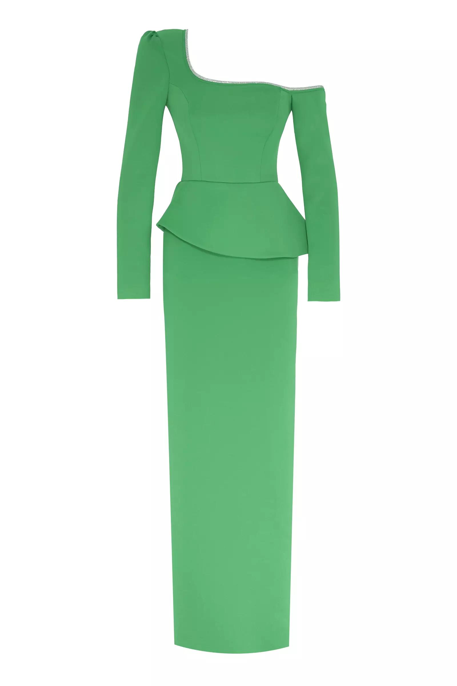 Green wowen long sleeve maxi dress