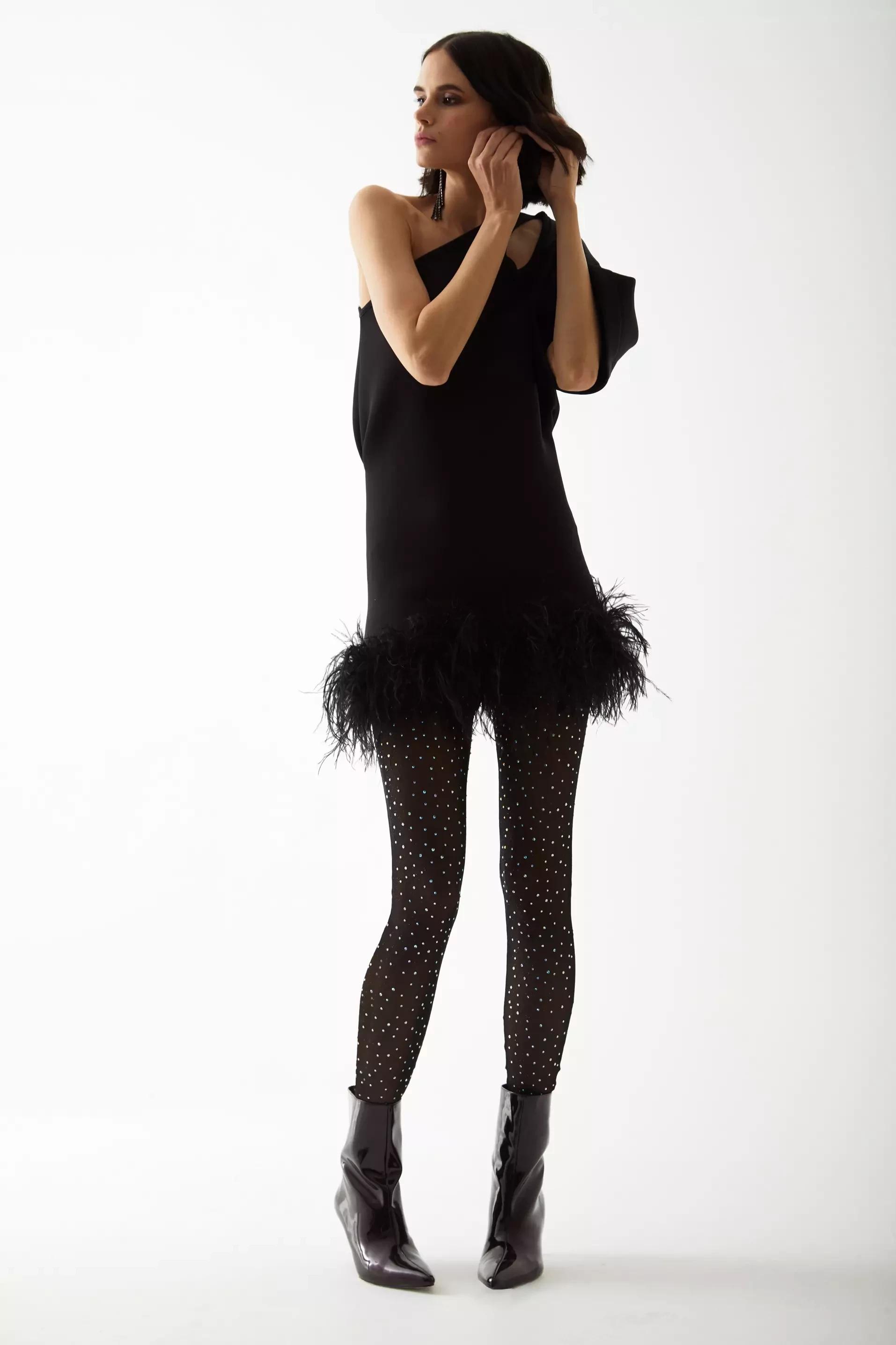 Black Dokuma One Arm Mini Dress
