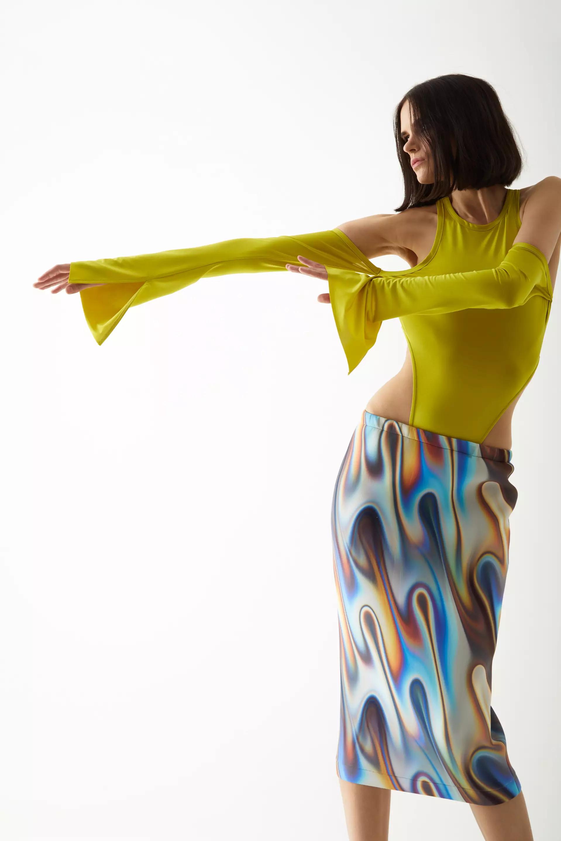 Printed Wowen Sleeveless Midi Skirt