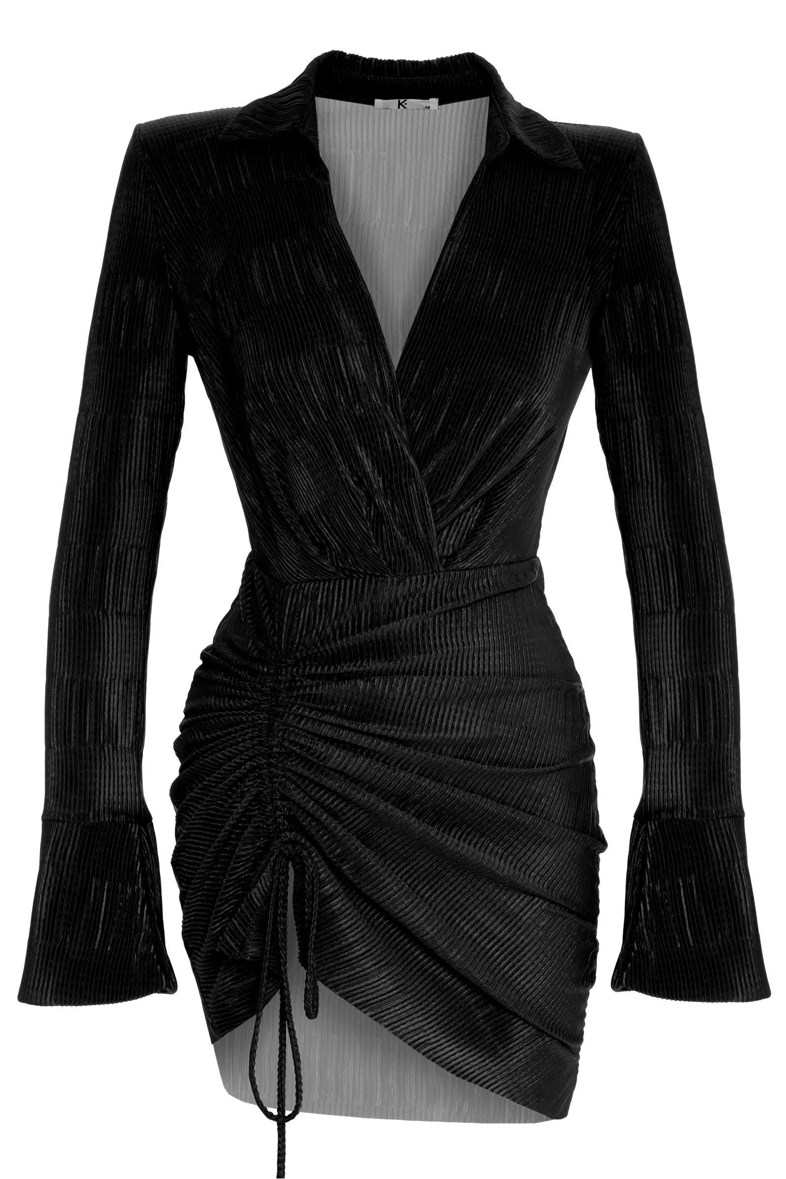 Black sendy long sleeve midi dress