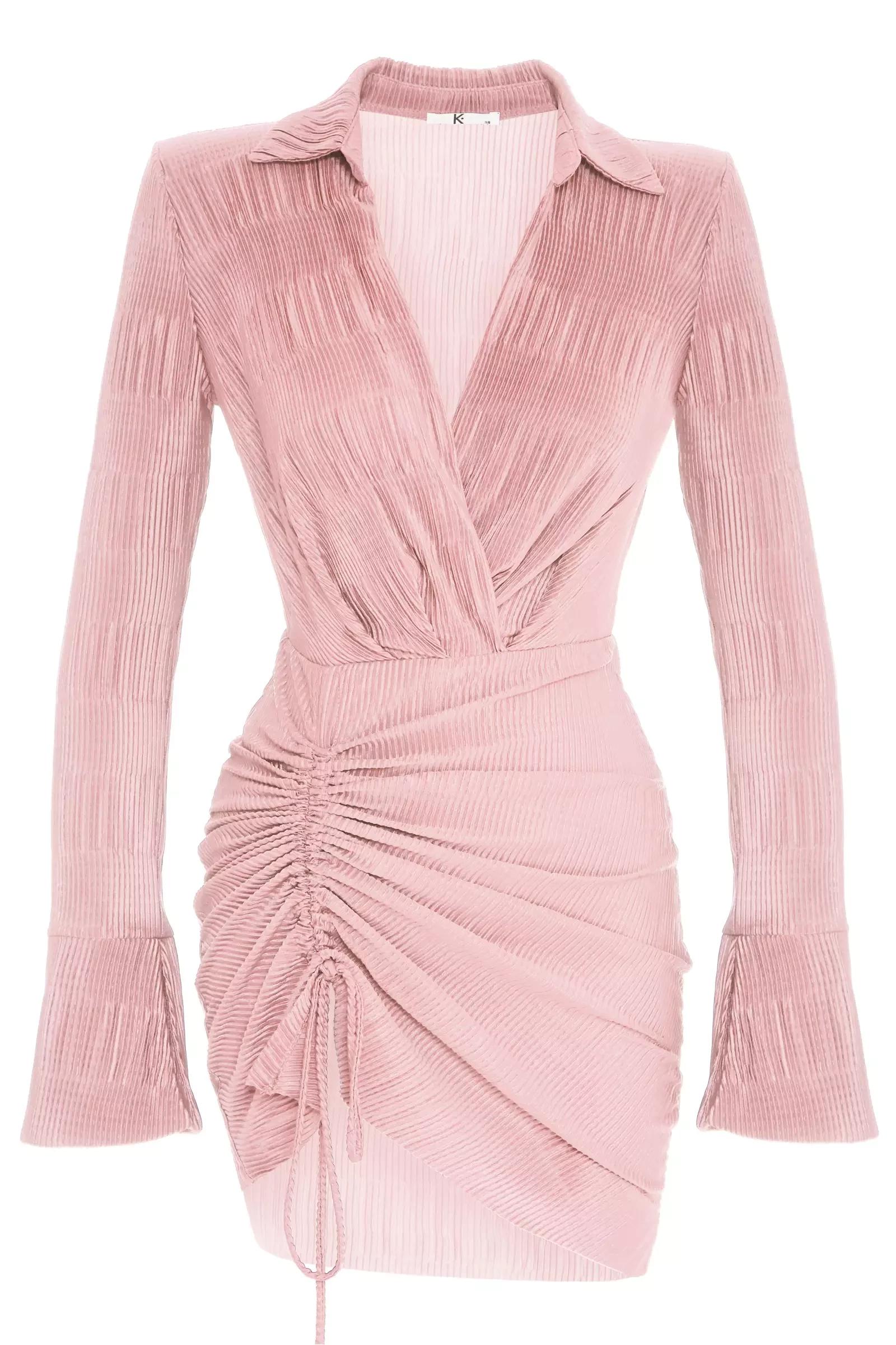 Light pink sendy long sleeve midi dress