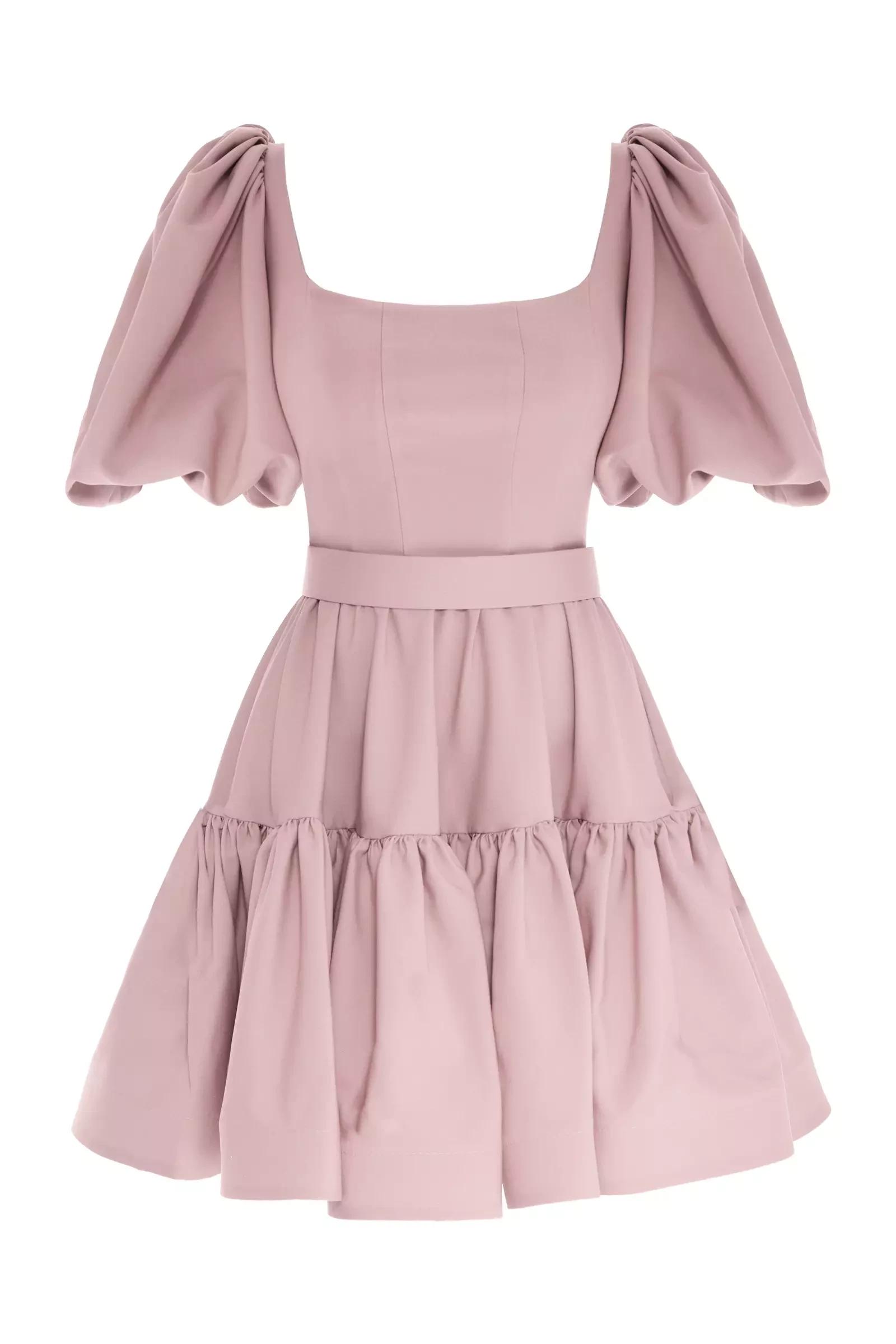 Blush crepe short sleeve mini dress