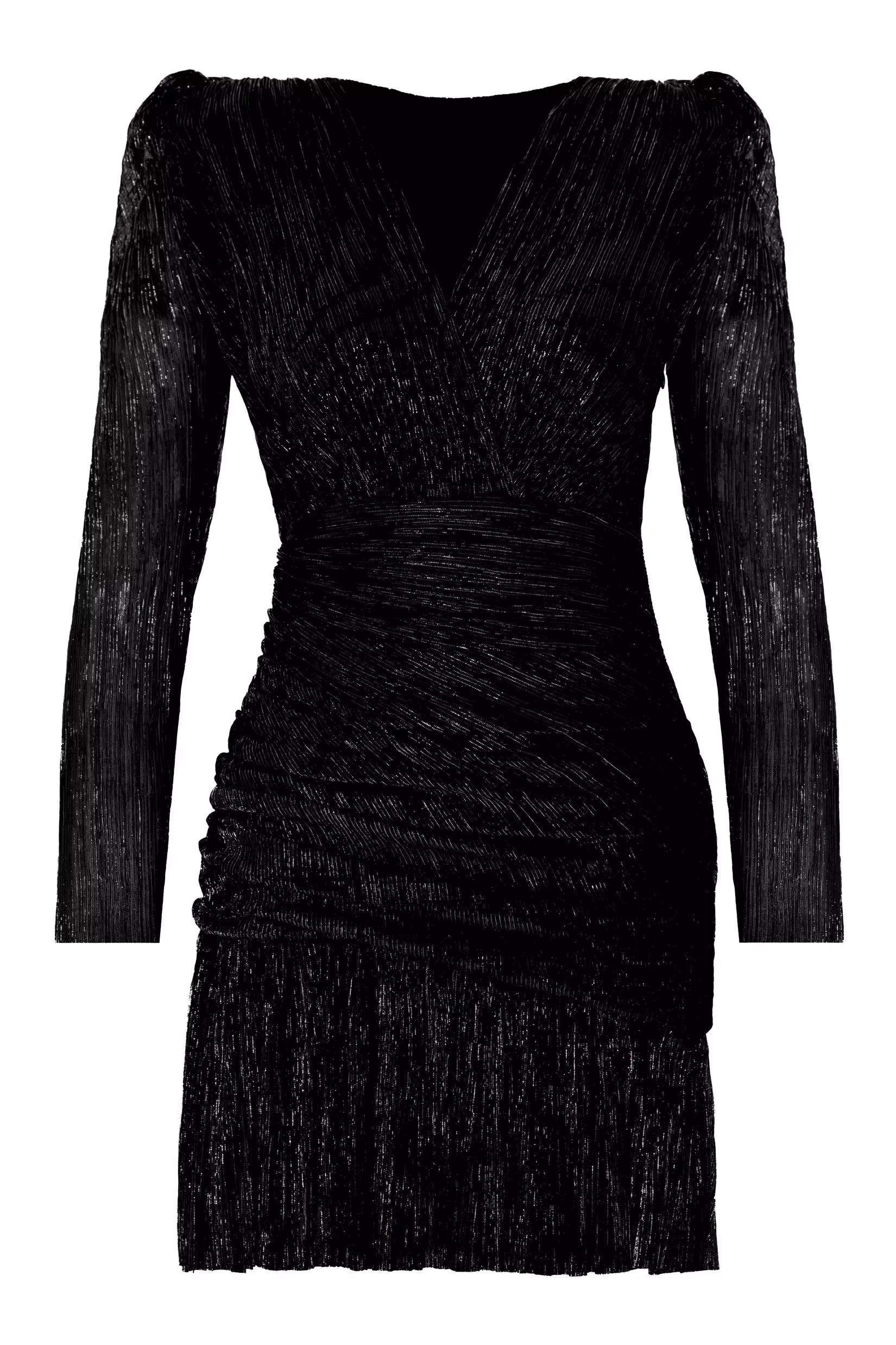 Black plus size sparky long sleeve midi dress