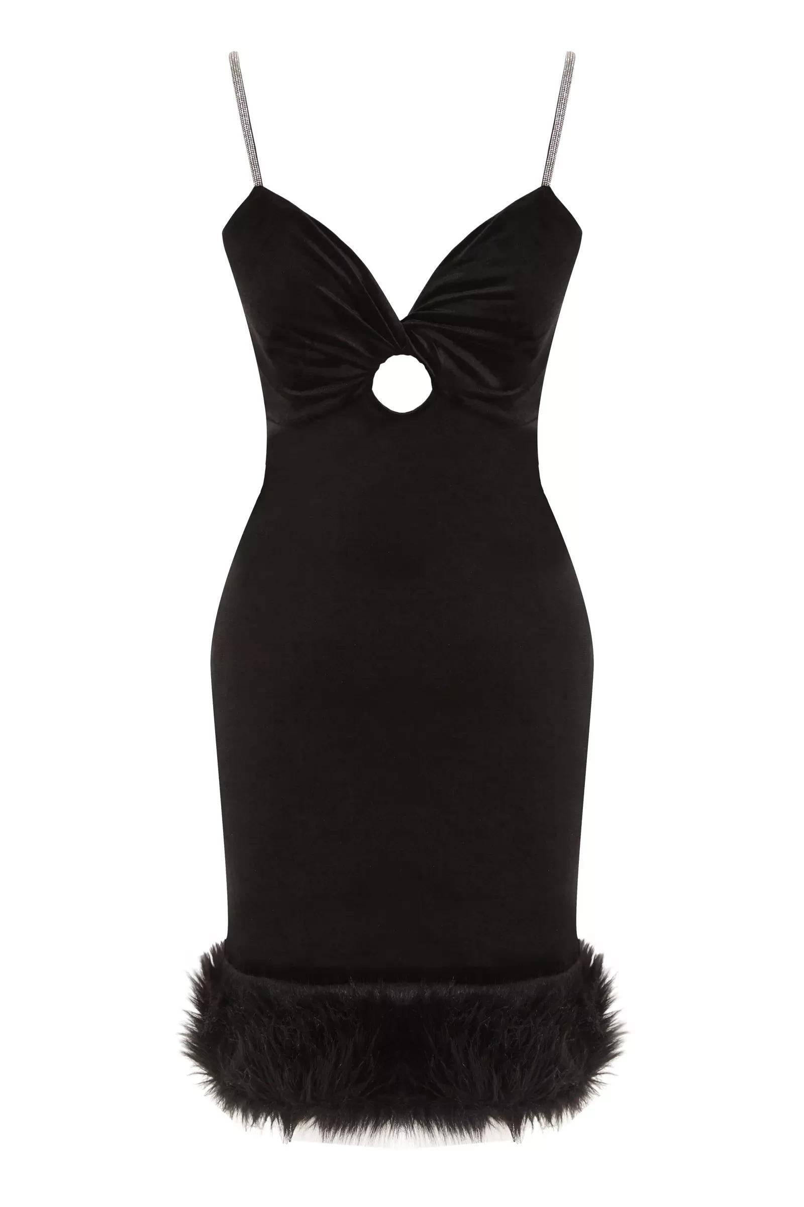 Black velvet sleeveless mini dress