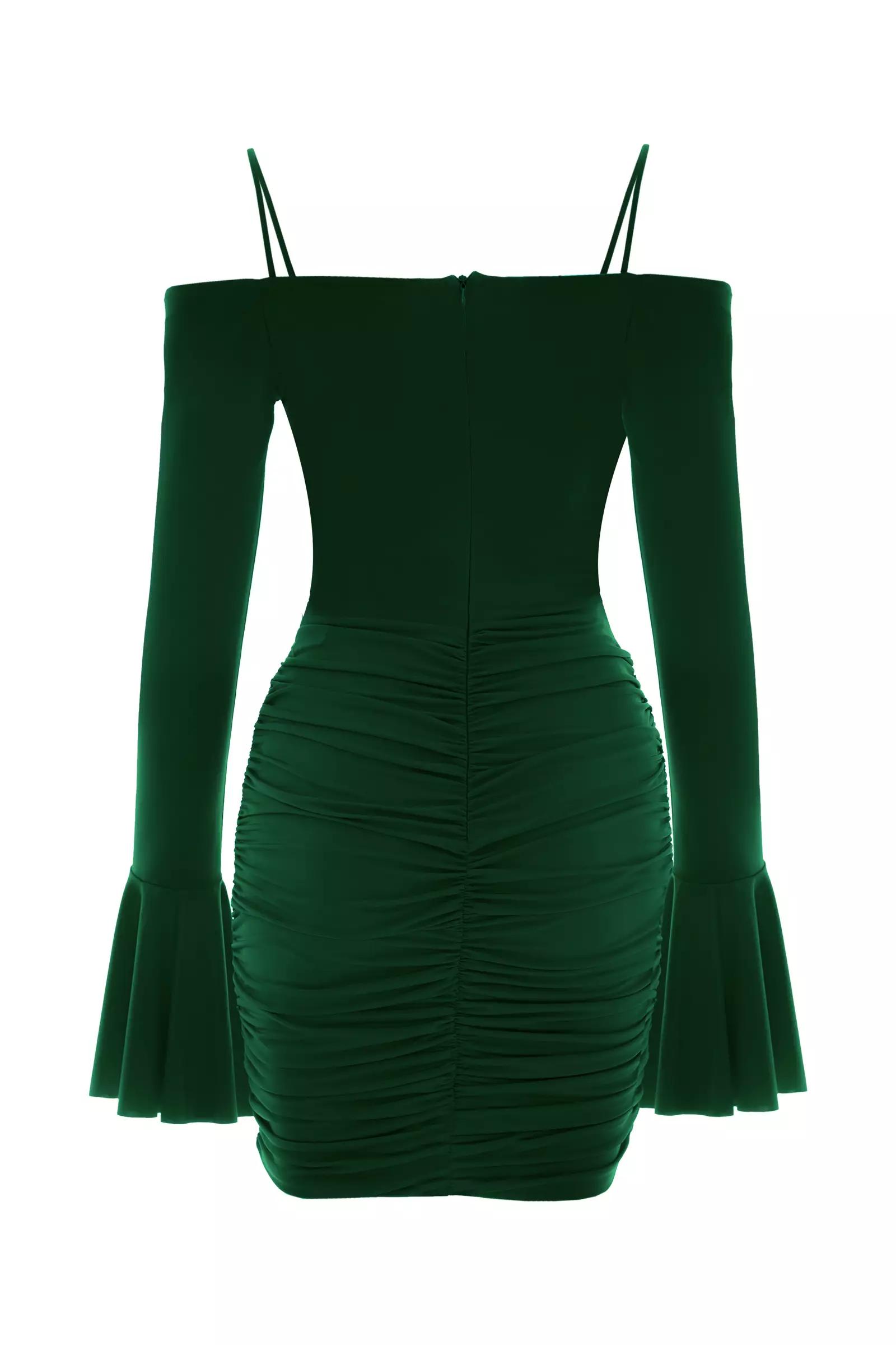 Green sendy long sleeve mini dress