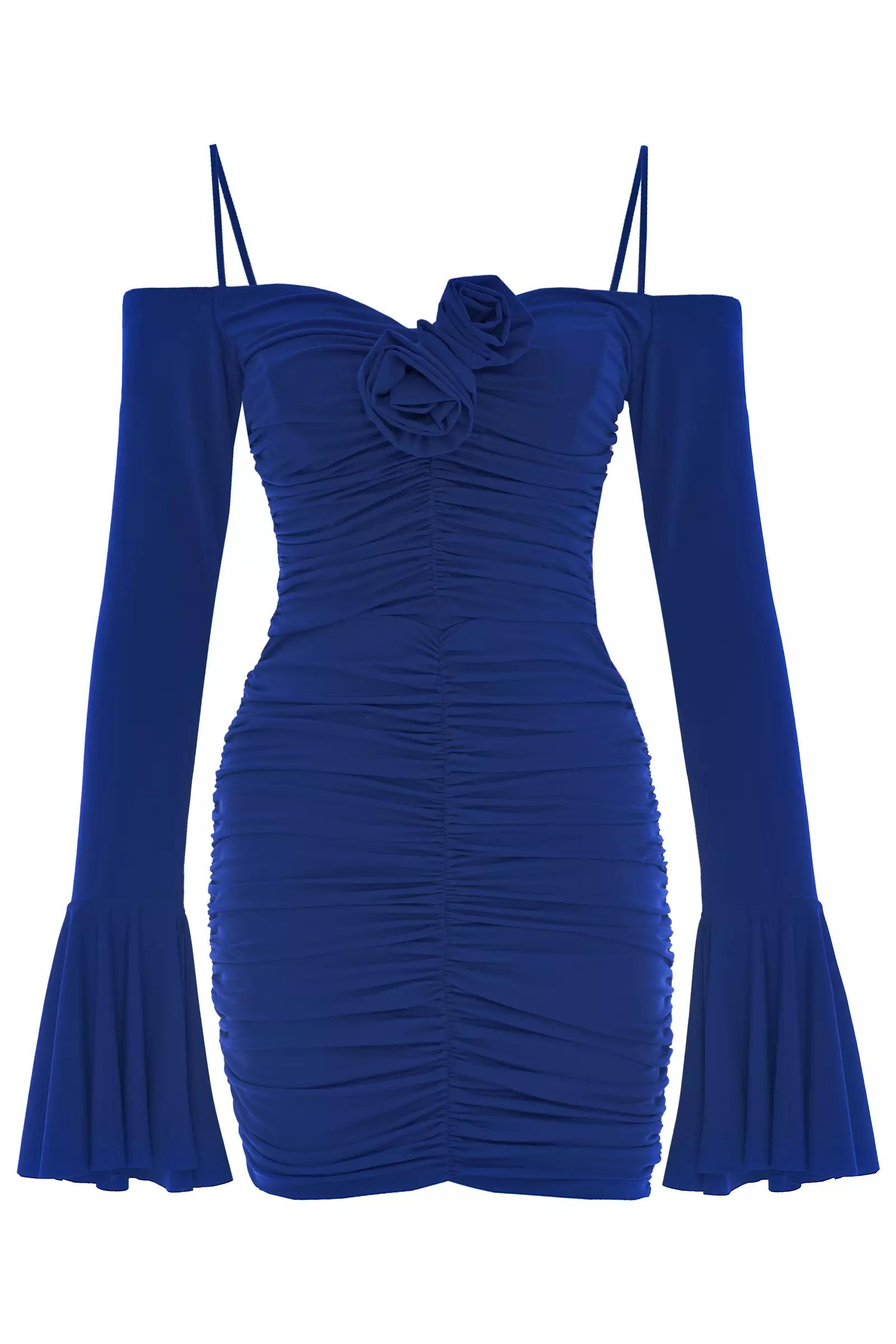 Blue sendy long sleeve mini dress