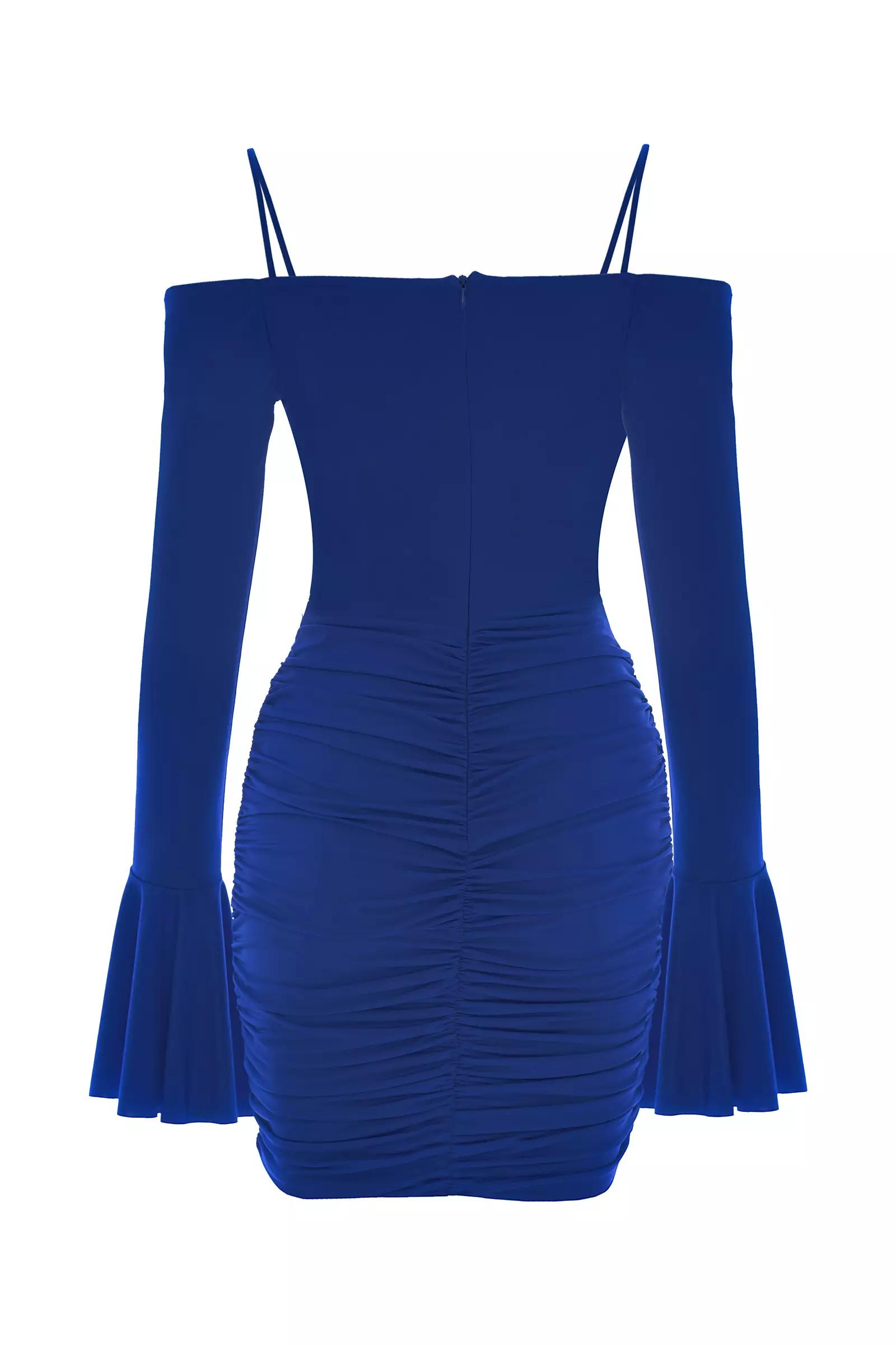 Blue sendy long sleeve mini dress