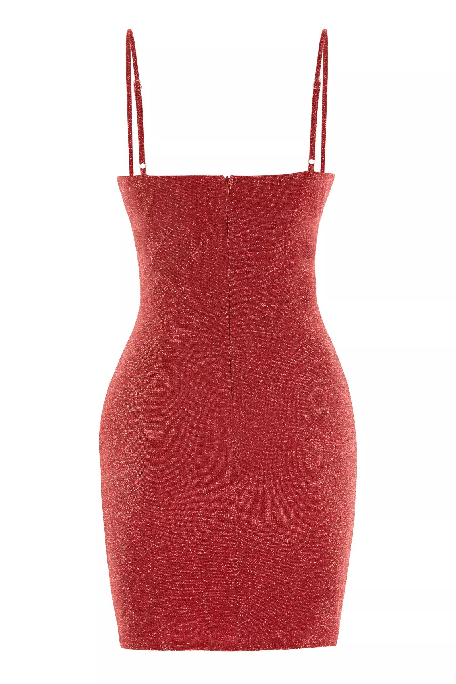 Red sparky sleeveless midi dress