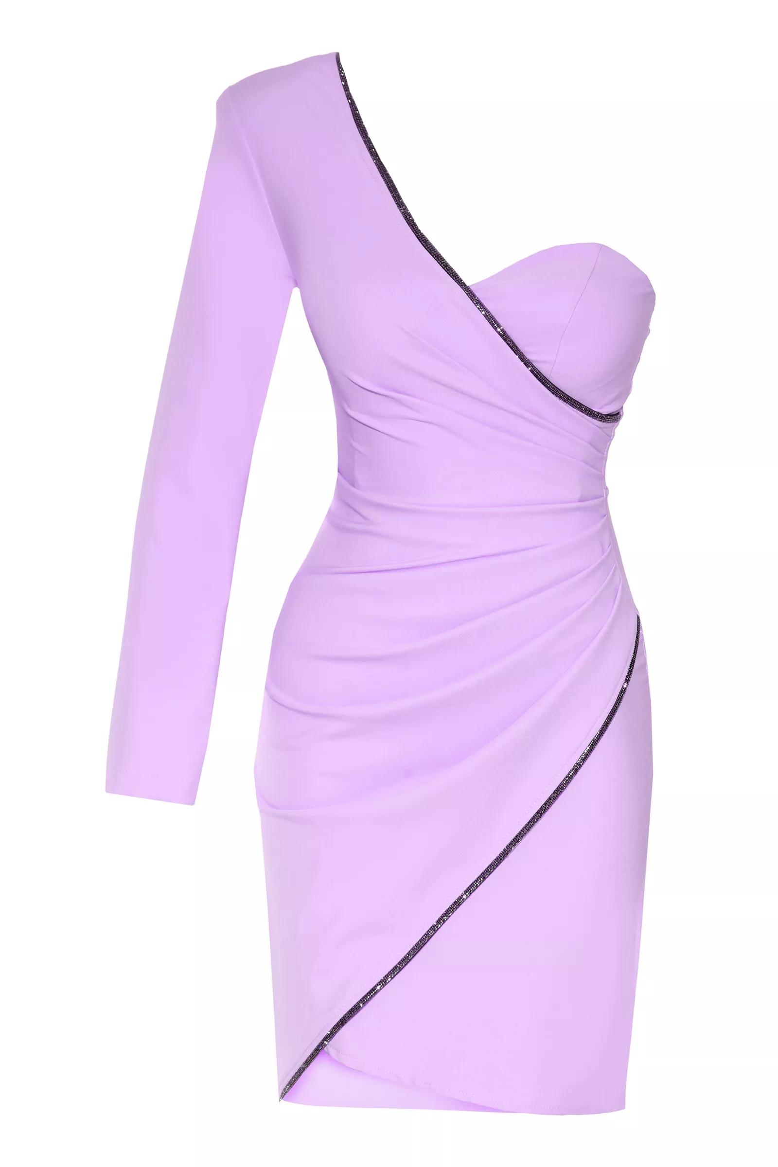 Lilac Crepe One Arm Mini Dress