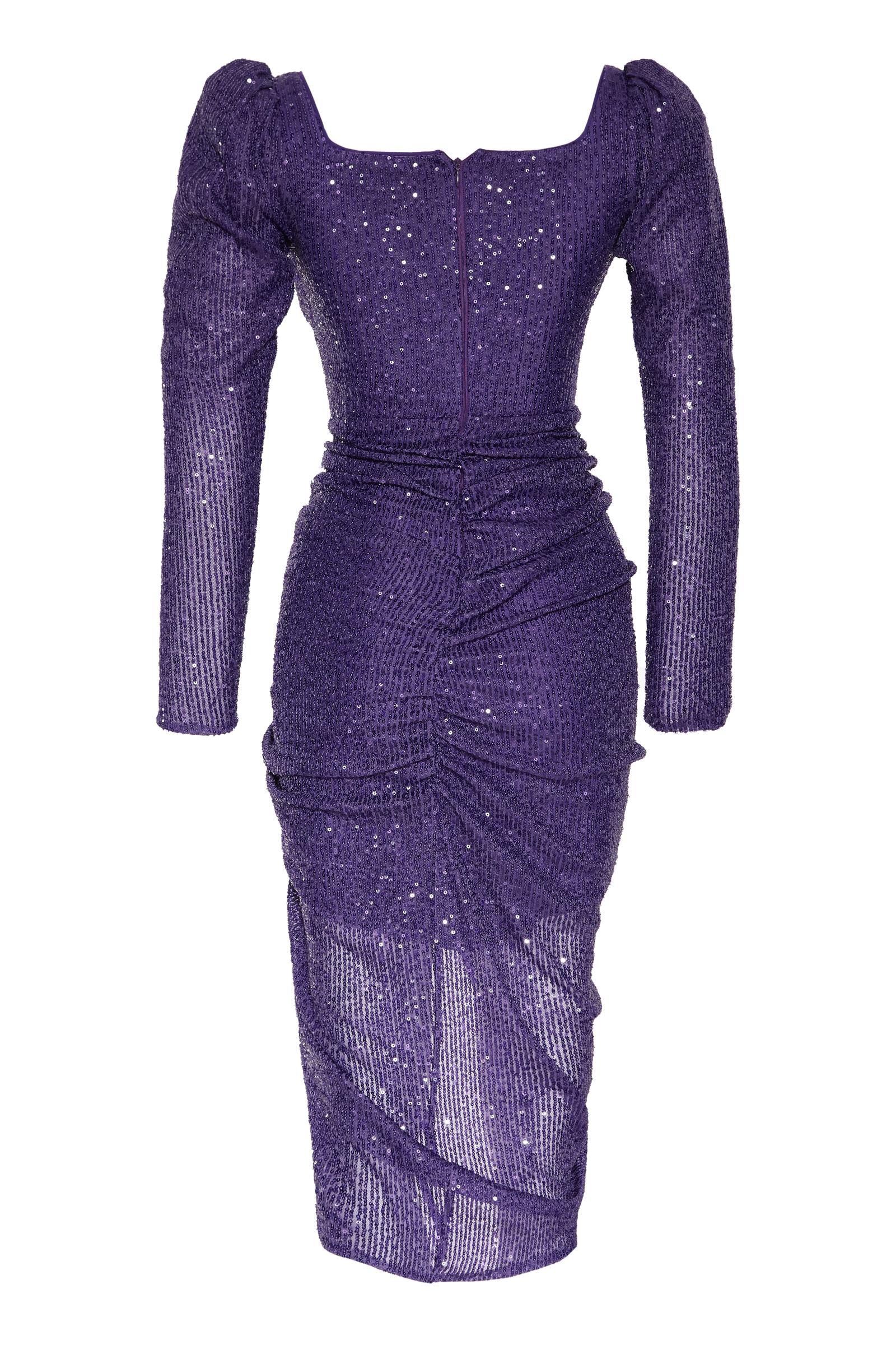 Purple sequin long sleeve maxi dress