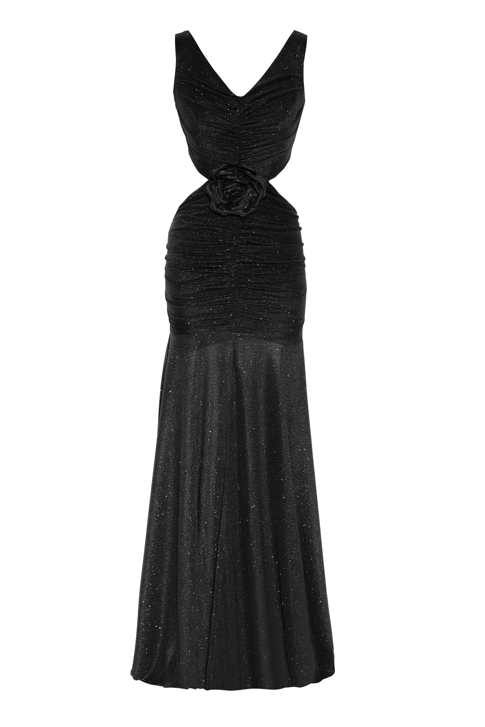 Black tulle sleeveless maxi dress