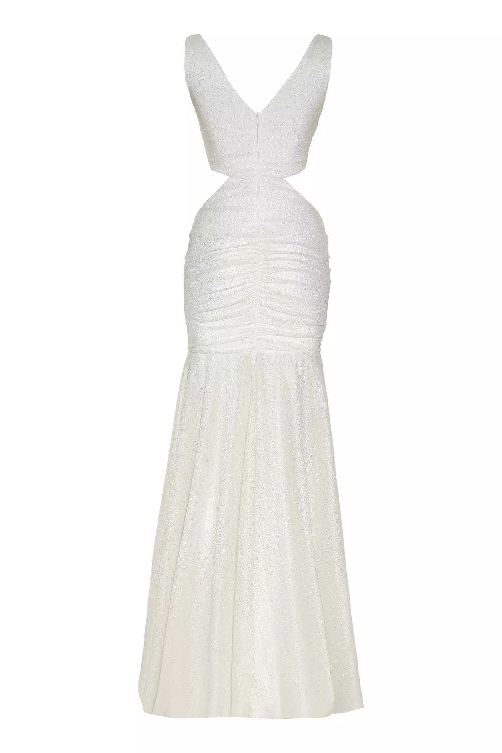 White tulle sleeveless maxi dress