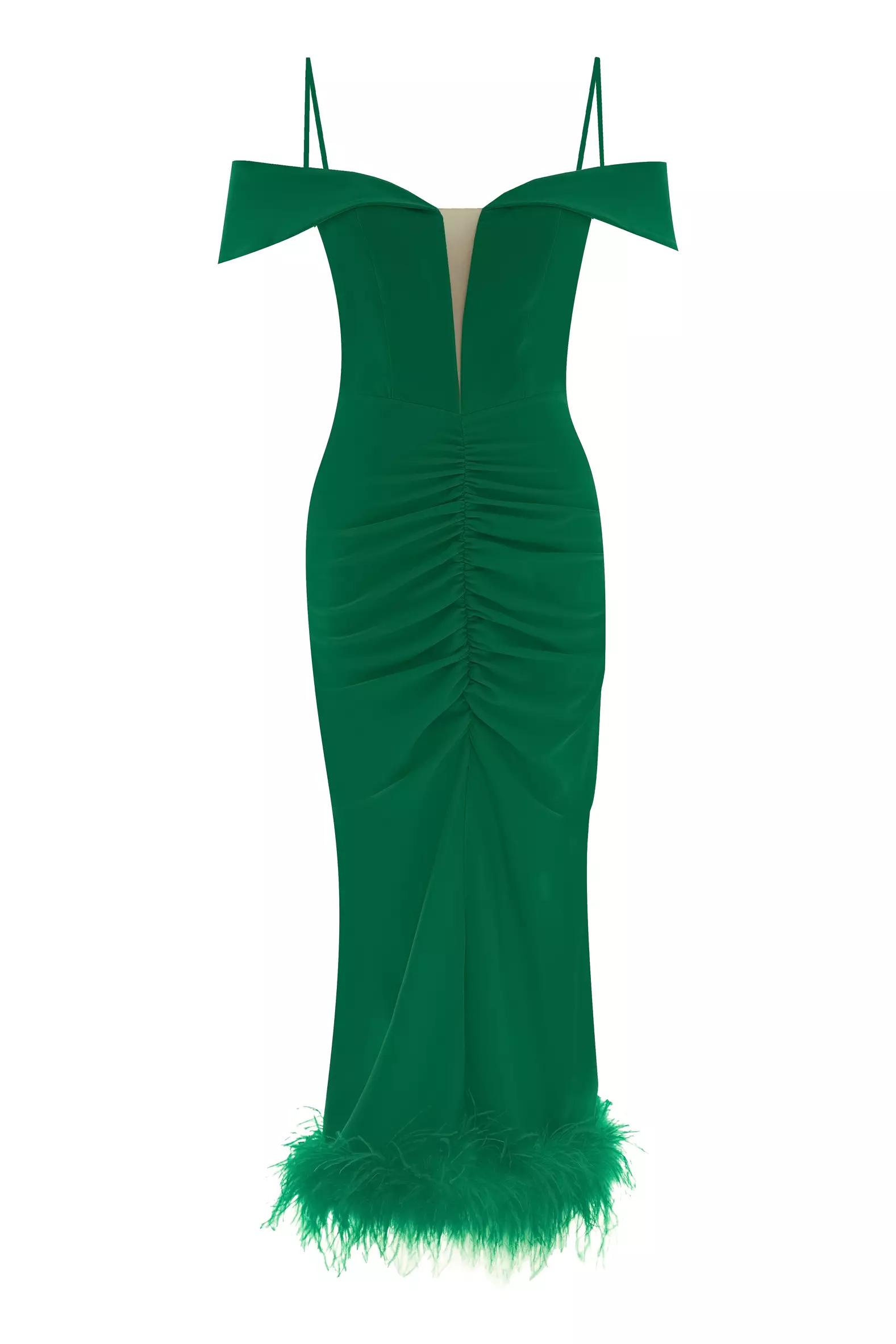 Green crepe sleeveless maxi dress