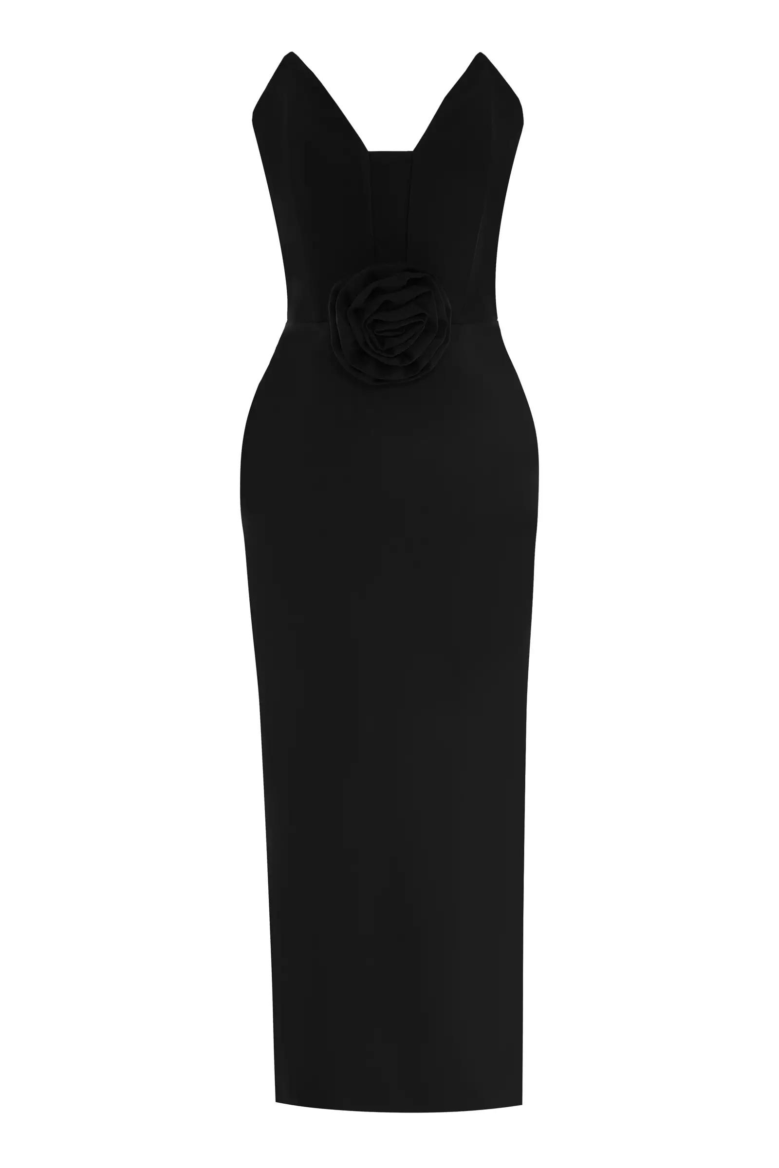 Black crepe sleeveless maxi dress