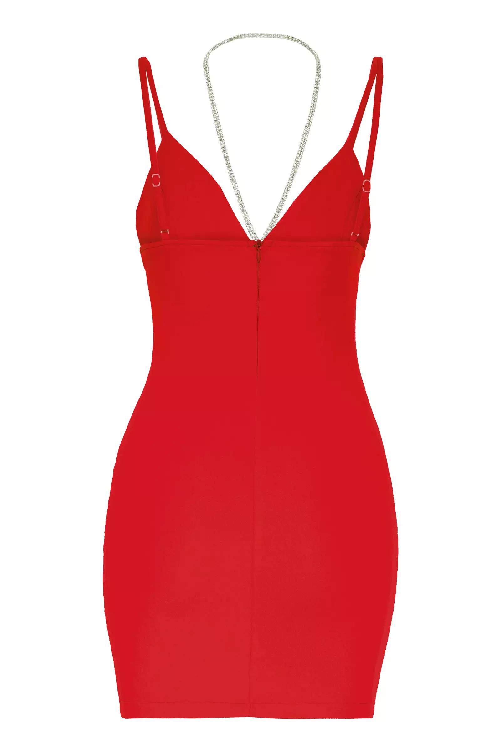 Red crepe sleeveless mini dress