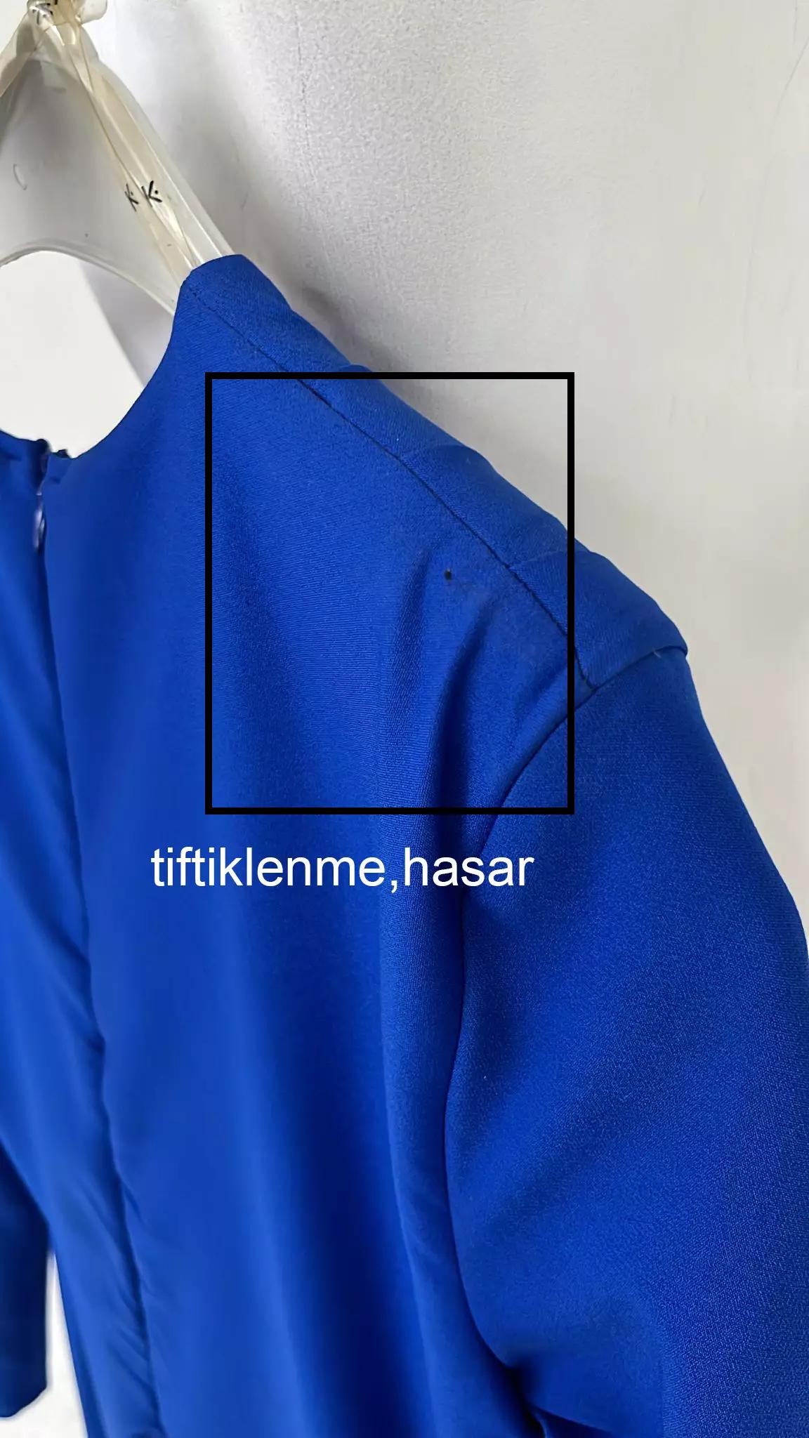 Blue crepe long sleeve maxi dress