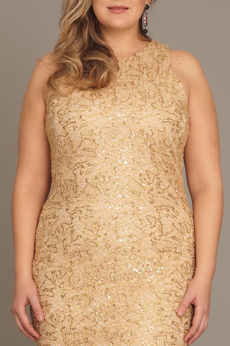 Gold Plus Size Sequined Sleeveless Mini Dress